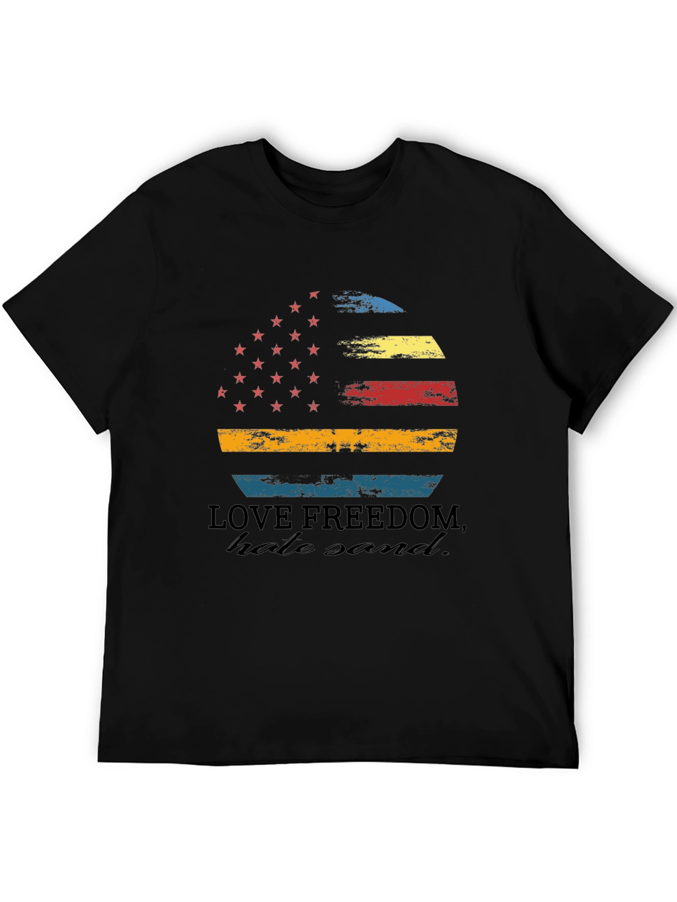 Love Freedom Tee - Distressed American Flag Graphic T-Shirt