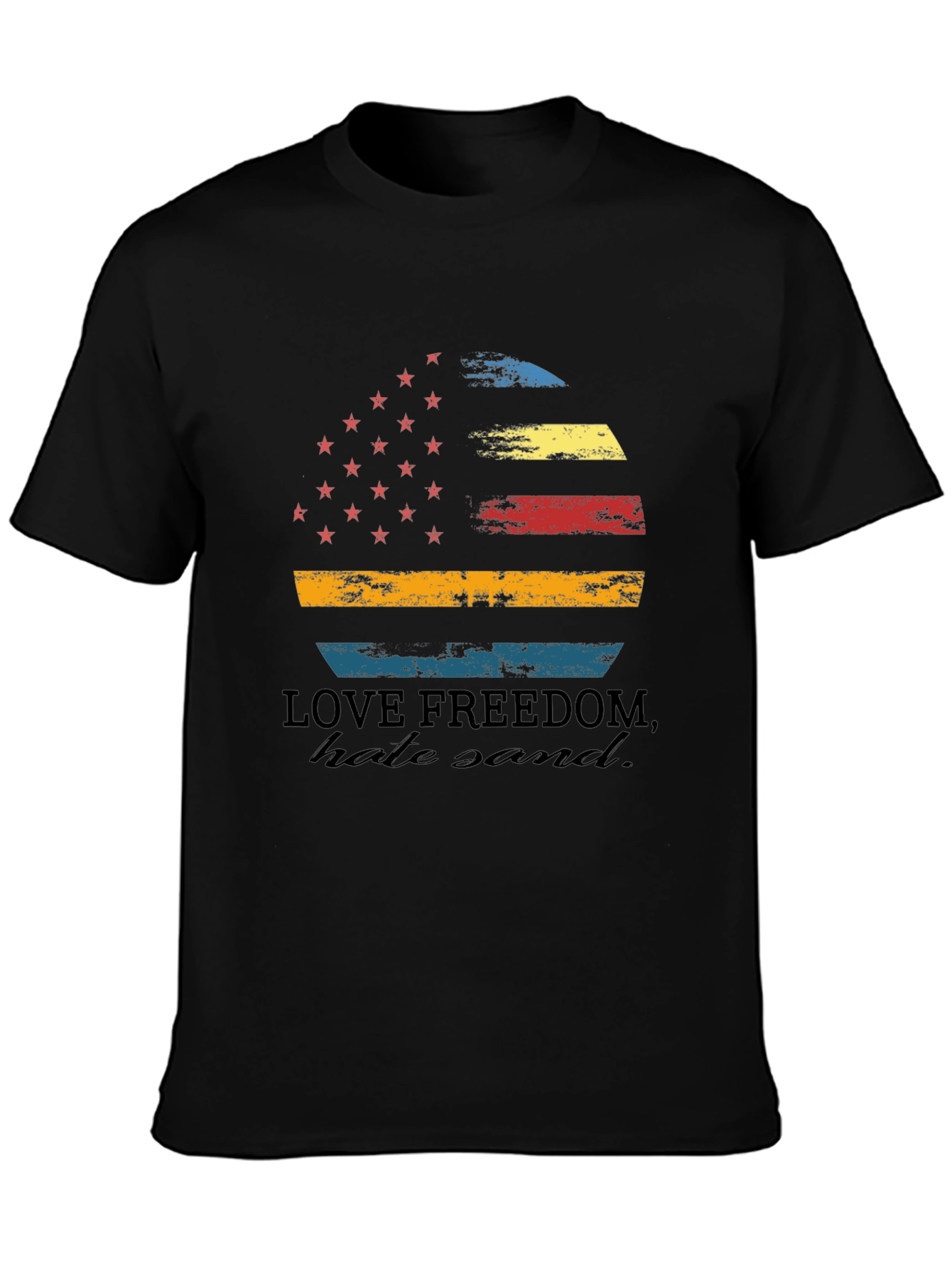 Love Freedom Tee - Distressed American Flag Graphic T-Shirt