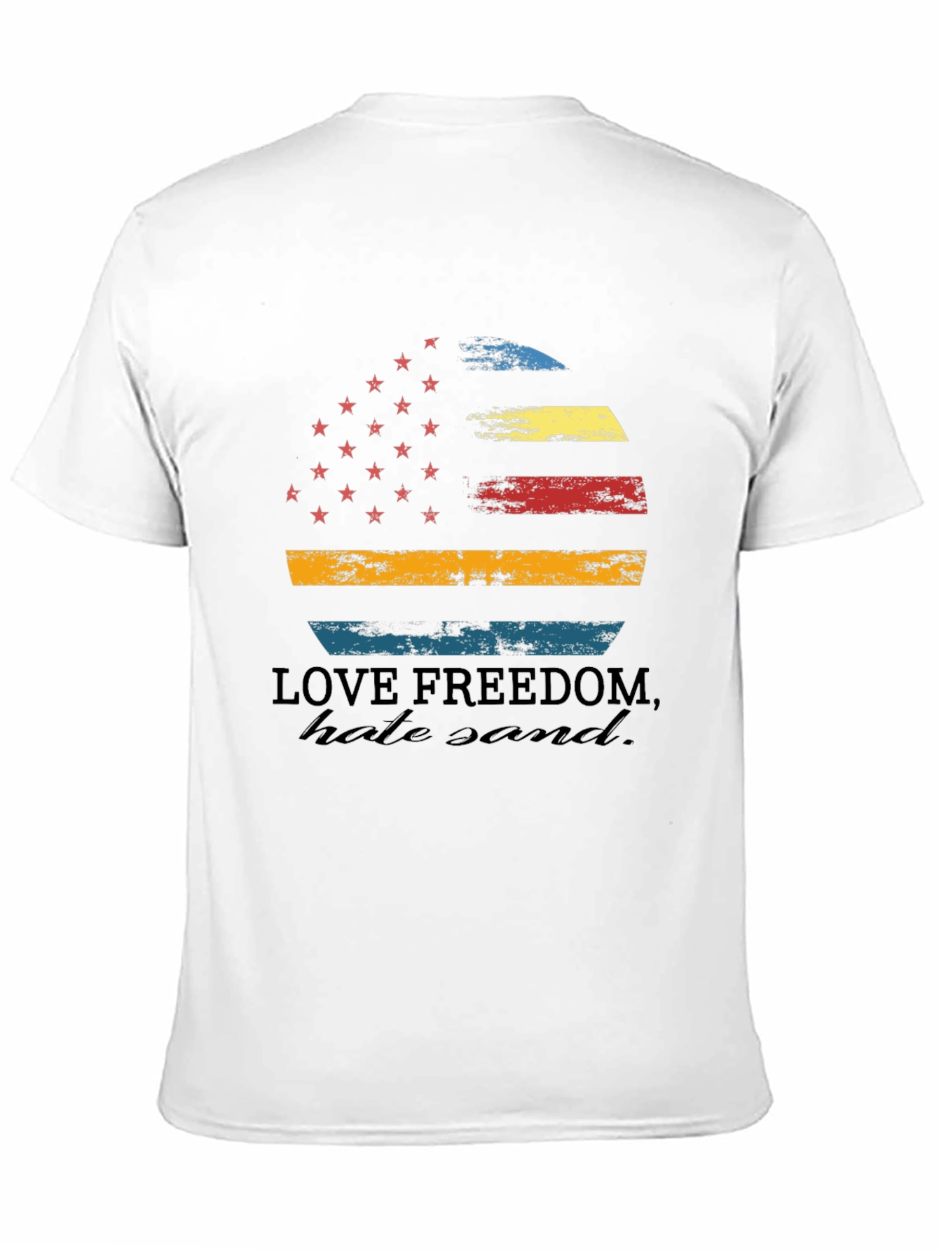 Love Freedom Tee - Distressed American Flag Graphic T-Shirt