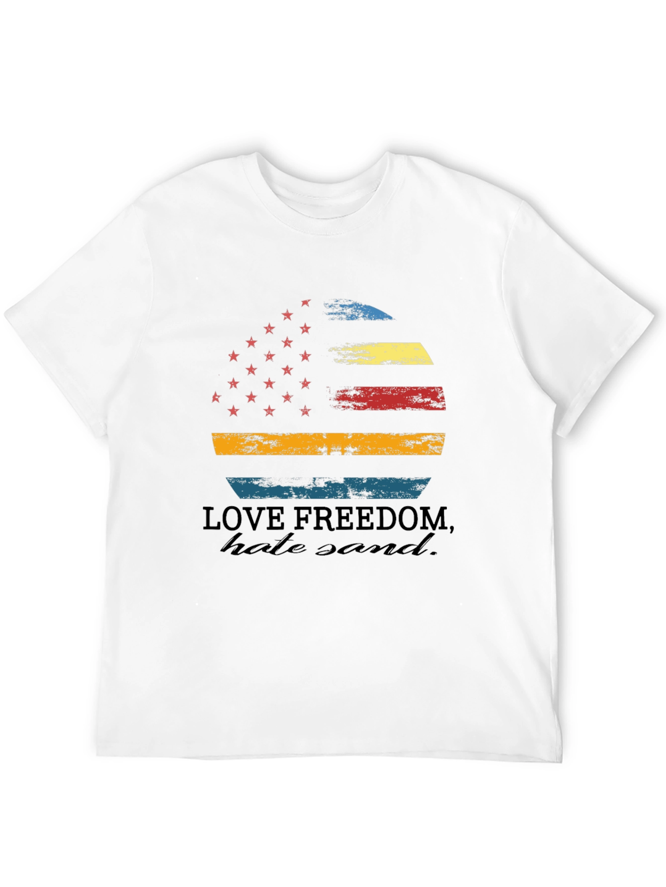 Love Freedom Tee - Distressed American Flag Graphic T-Shirt