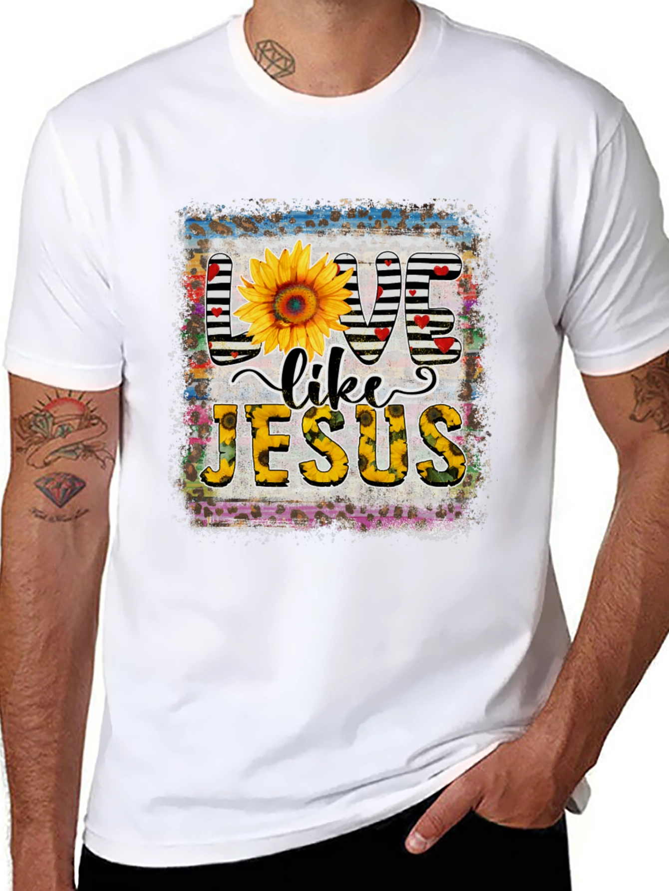 Live Like Jesus Graphic Tee Sunflower Print