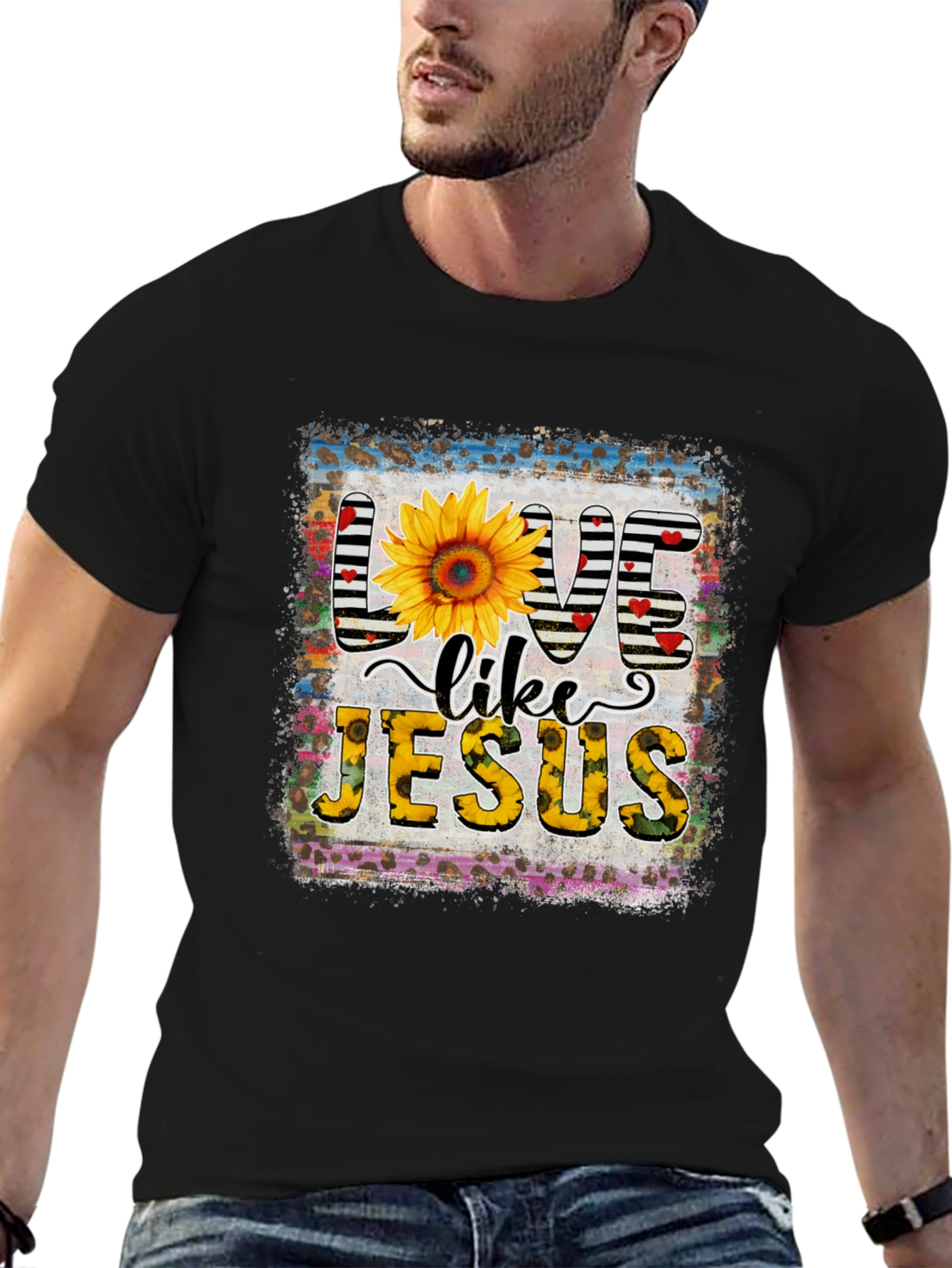 Live Like Jesus Graphic Tee Sunflower Print
