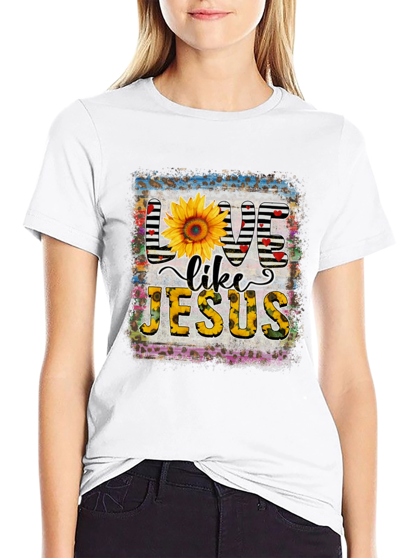 Live Like Jesus Graphic Tee Sunflower Print