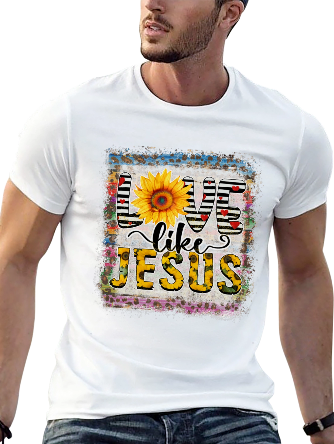 Live Like Jesus Graphic Tee Sunflower Print