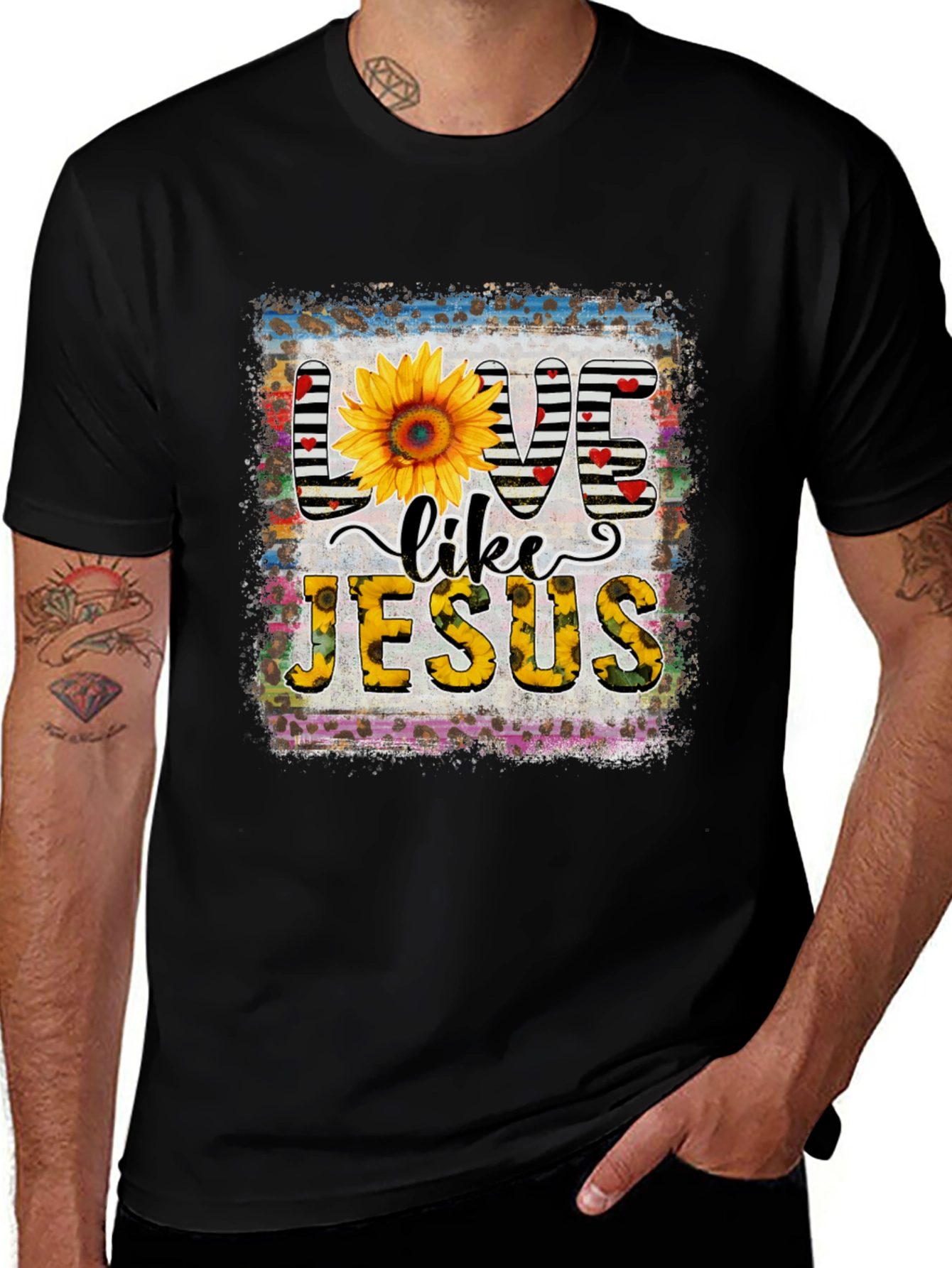 Live Like Jesus Graphic Tee Sunflower Print