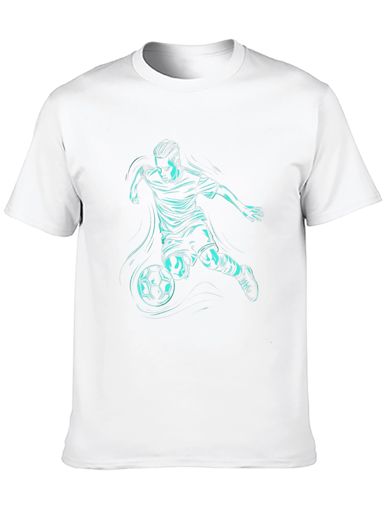 Soccer Player Graphic Tee - Black Cotton Blend T-Shirt
