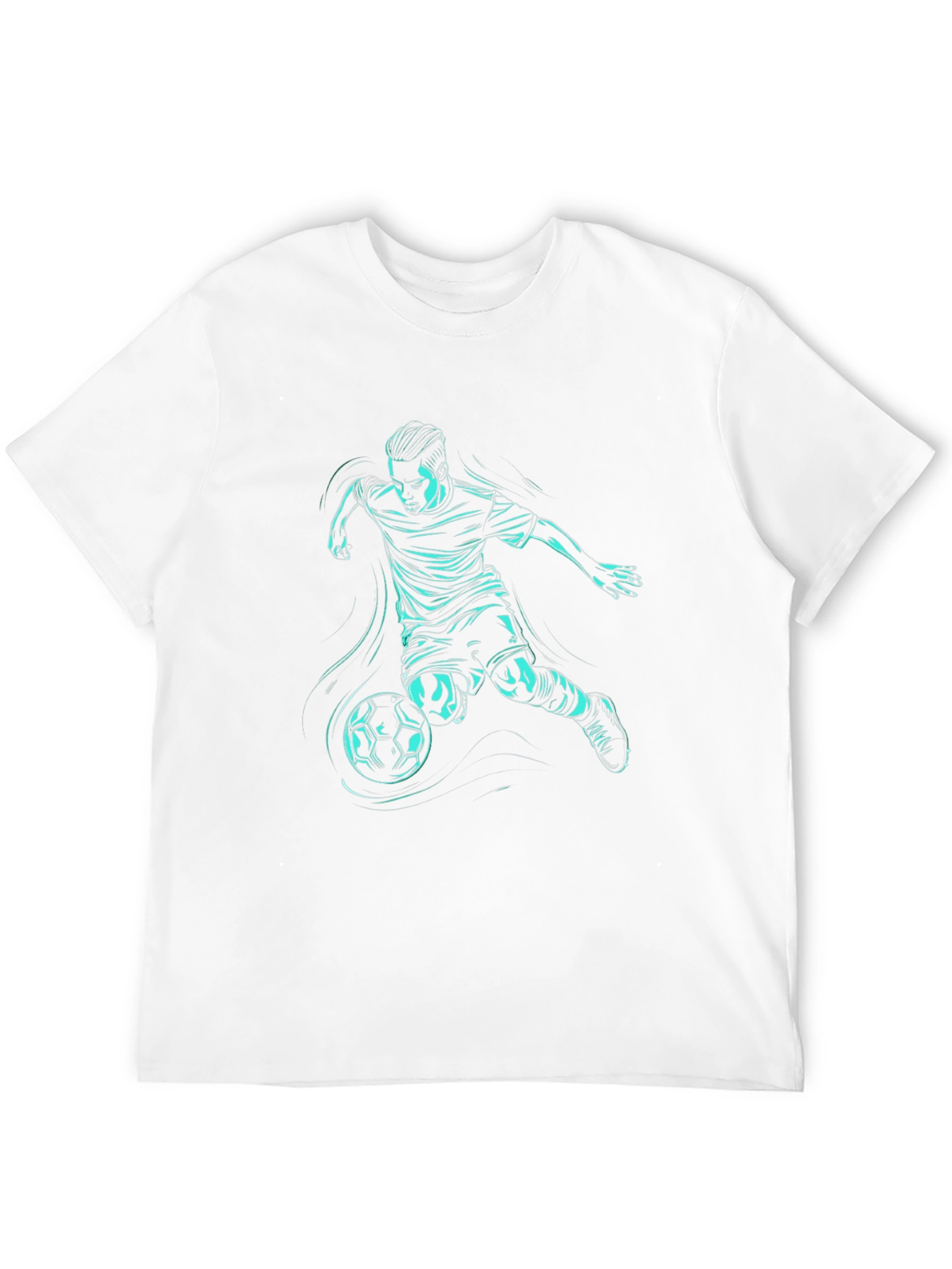Soccer Player Graphic Tee - Black Cotton Blend T-Shirt