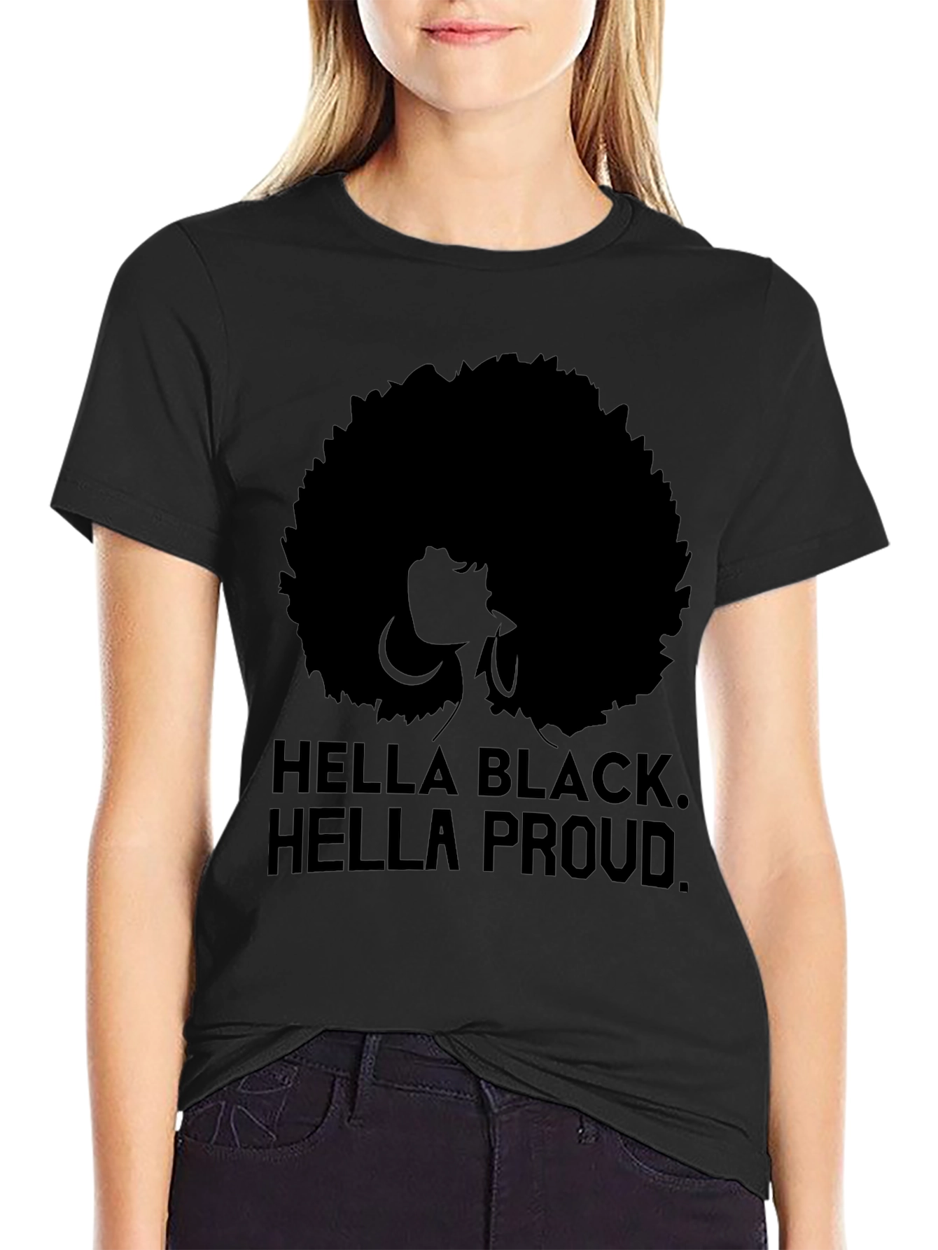 Hella Black Hella Proud Afro Graphic Tee