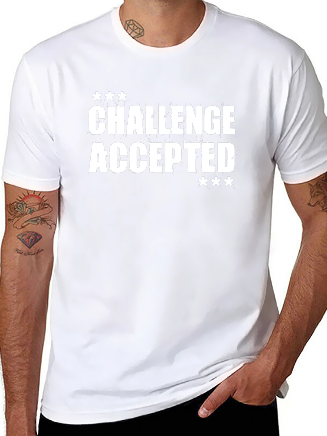 Challenge Accepted Graphic Tee - Black Cotton T-Shirt