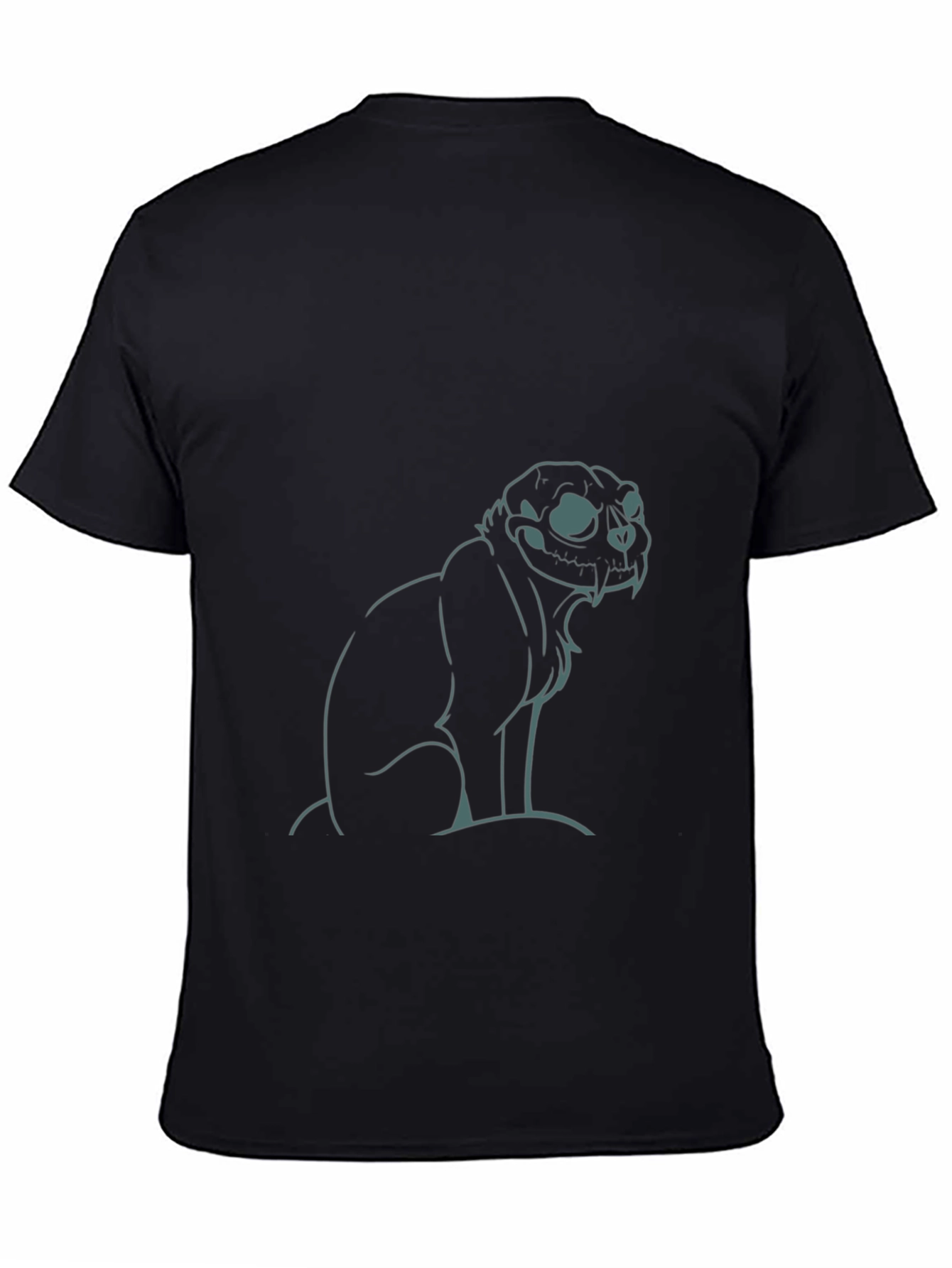 Skull Cat Graphic Tee - Black Cotton T-Shirt
