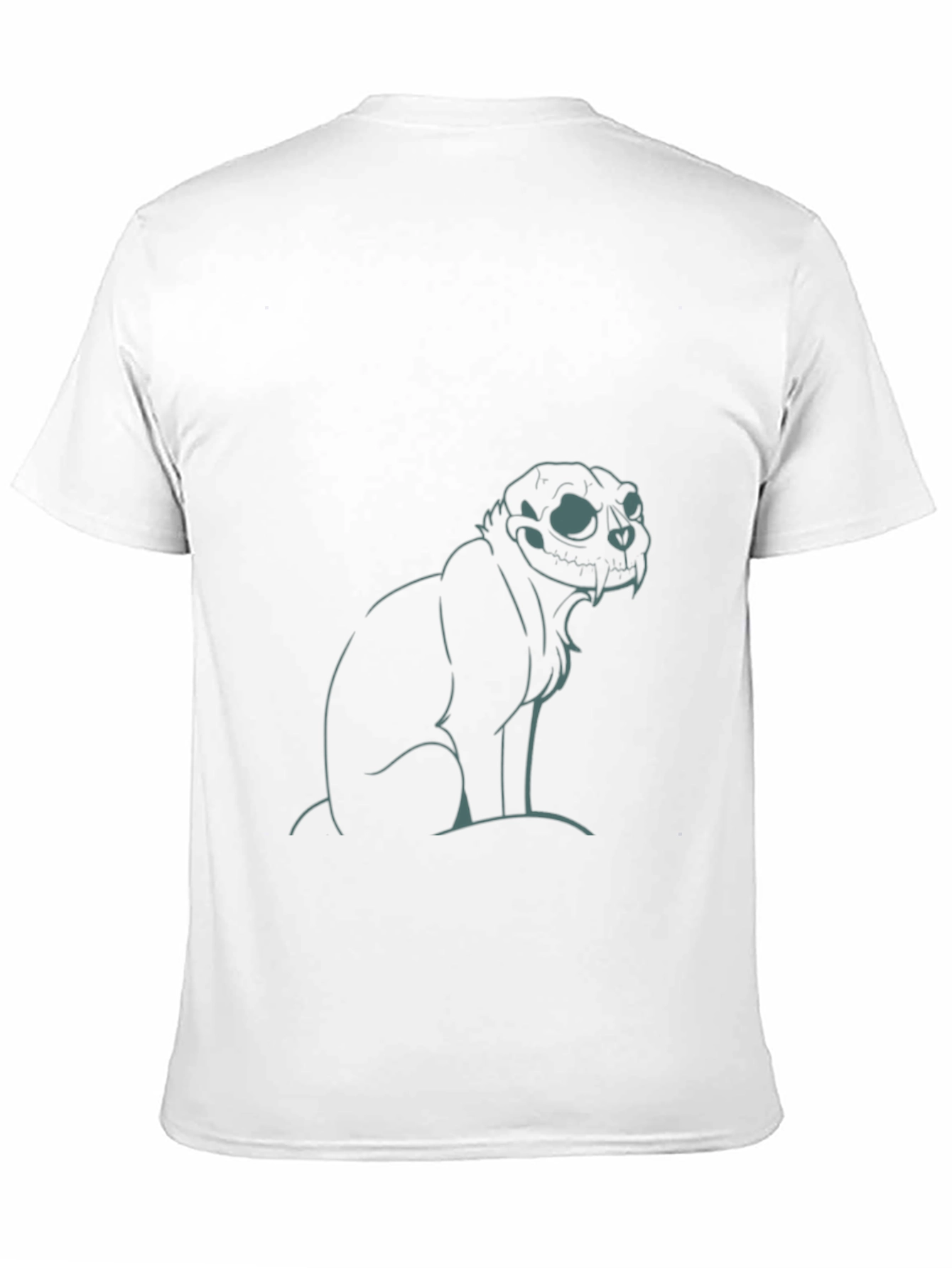 Skull Cat Graphic Tee - Black Cotton T-Shirt