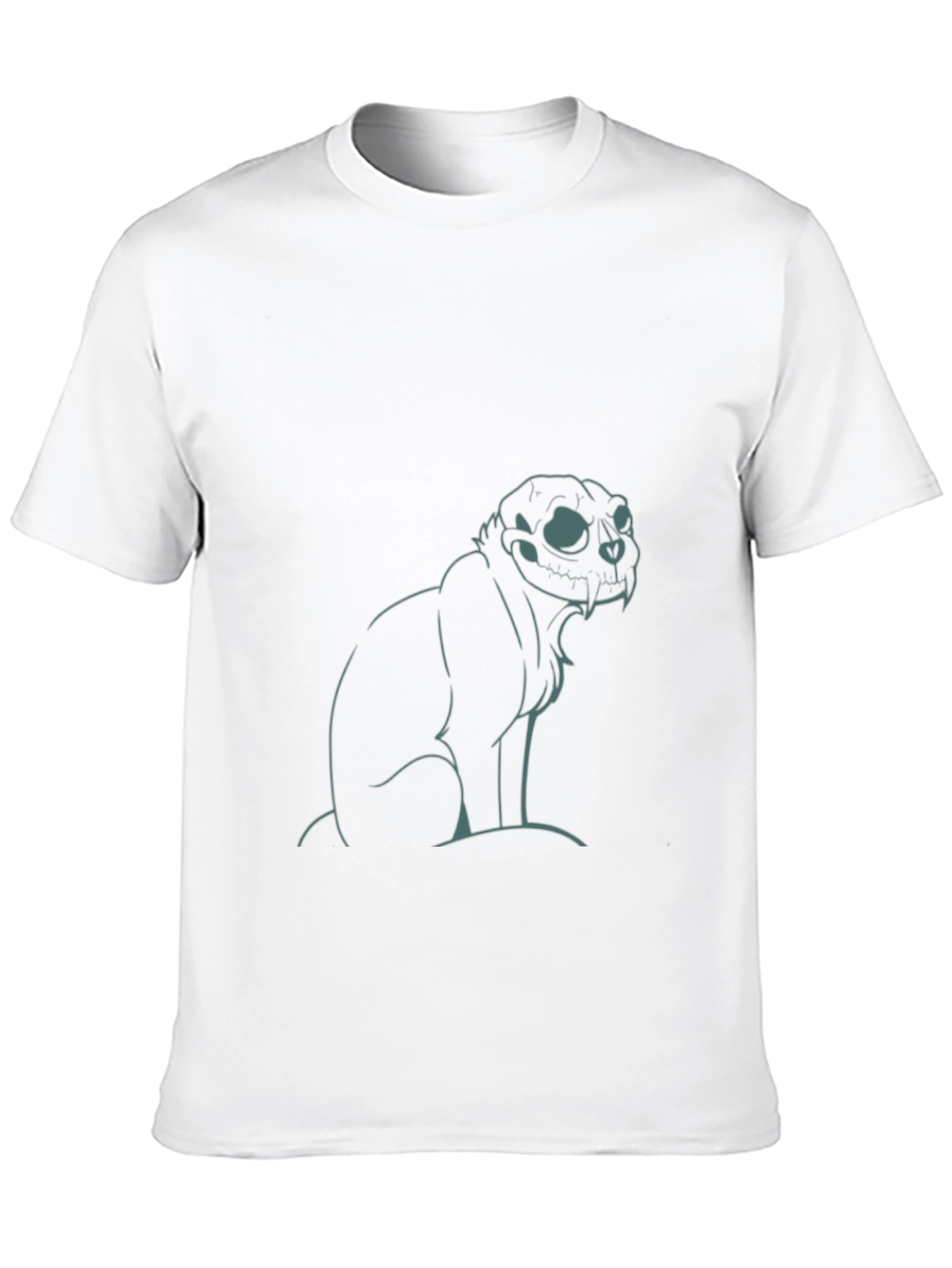 Skull Cat Graphic Tee - Black Cotton T-Shirt