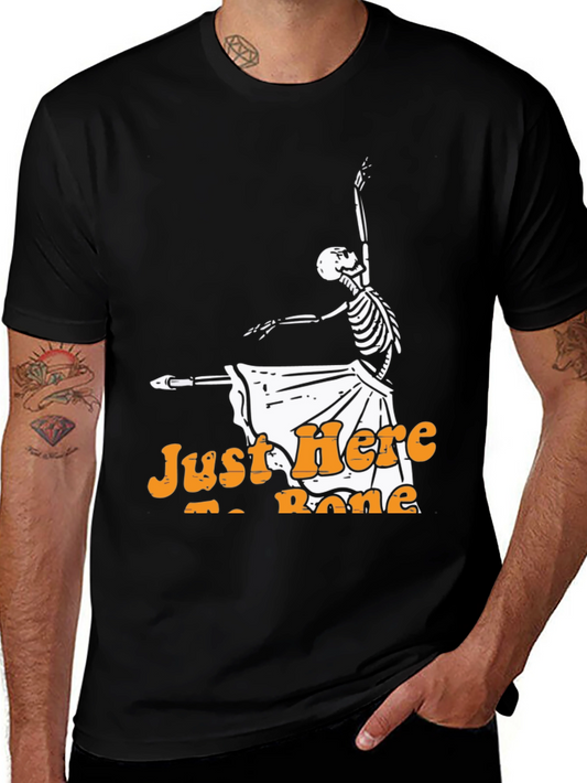 Dancing Skeleton Halloween T-Shirt - Just Here to Bone