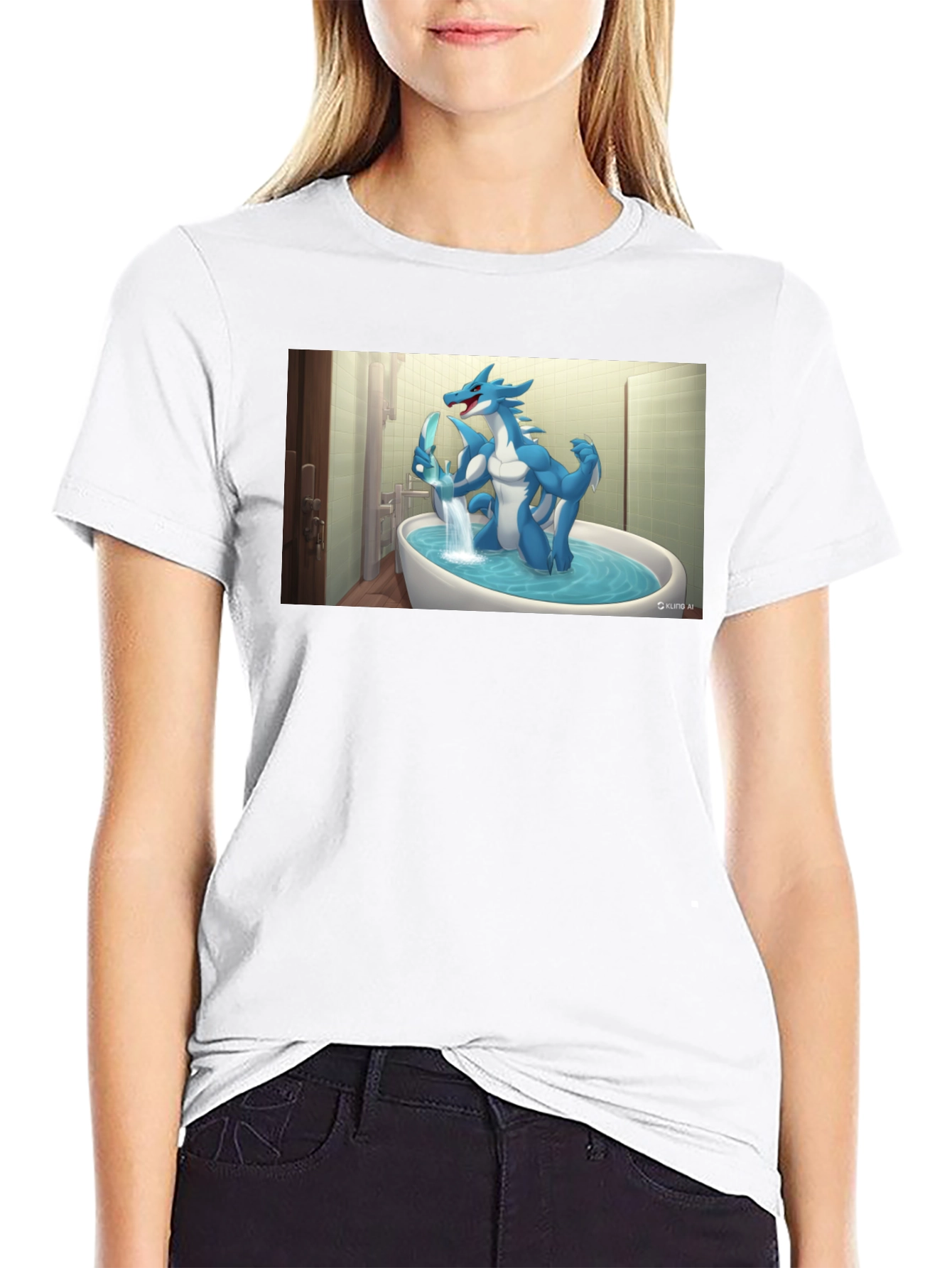 Cartoon Dragon Graphic Tee - Black Cotton T-Shirt