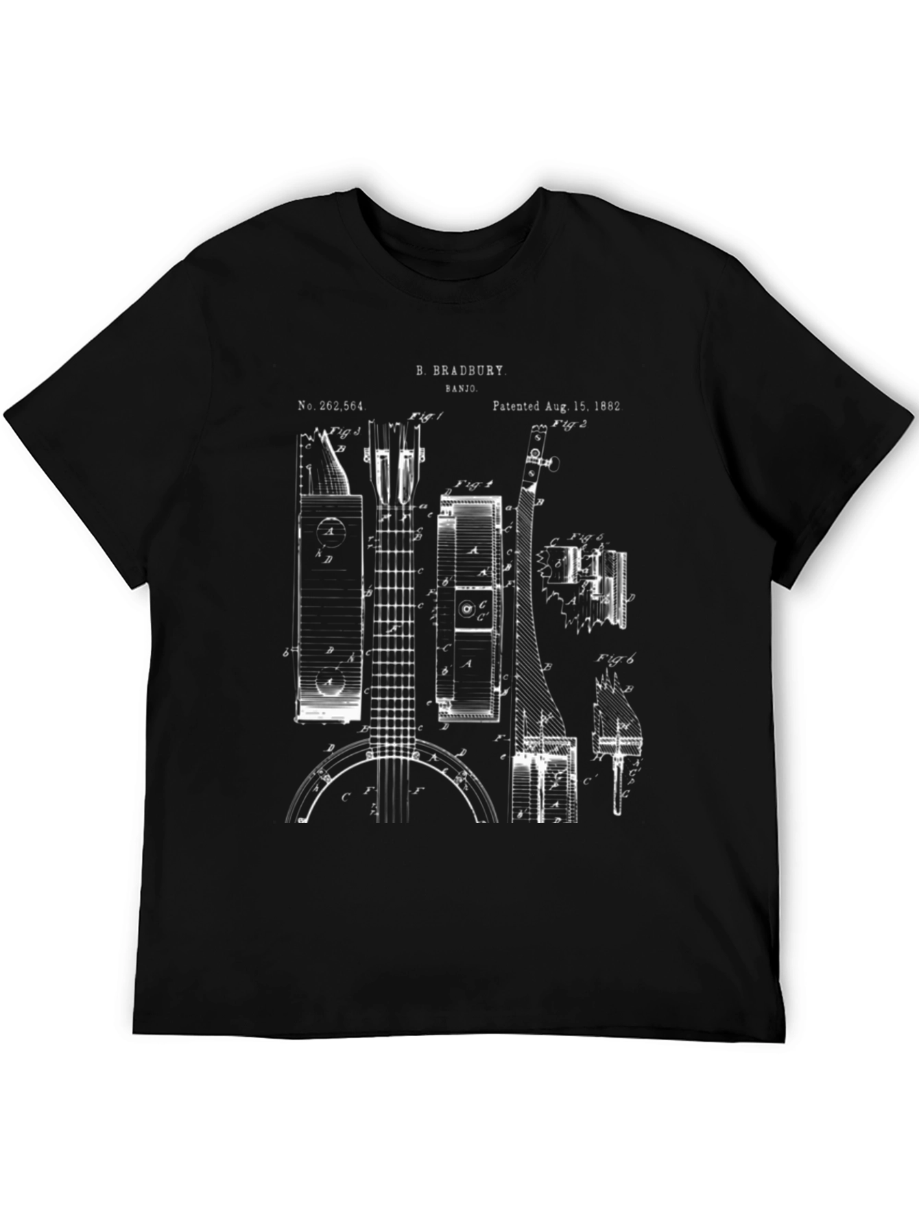 Banjo Blueprint Graphic Tee - Musicians Novelty T-Shirt