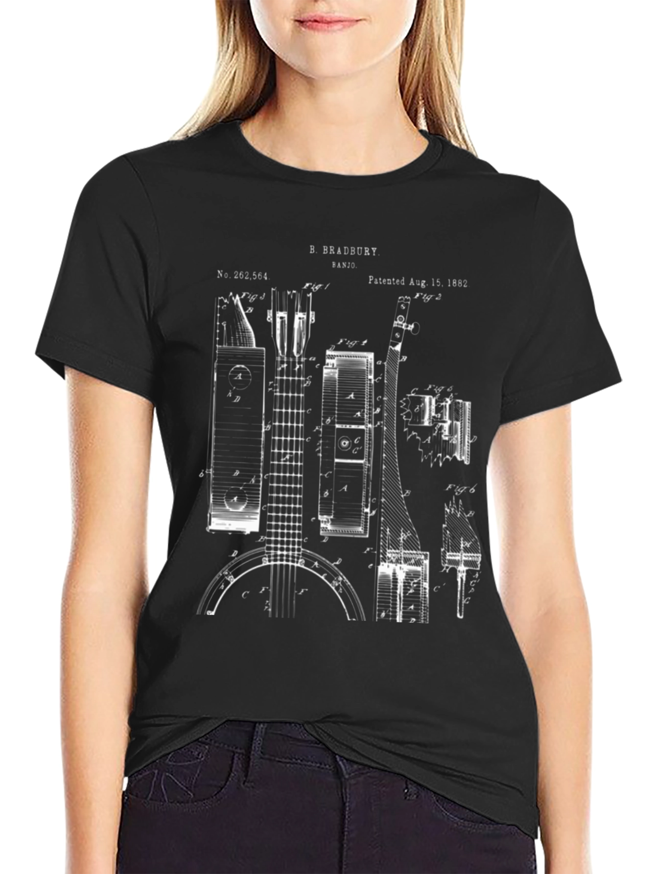 Banjo Blueprint Graphic Tee - Musicians Novelty T-Shirt