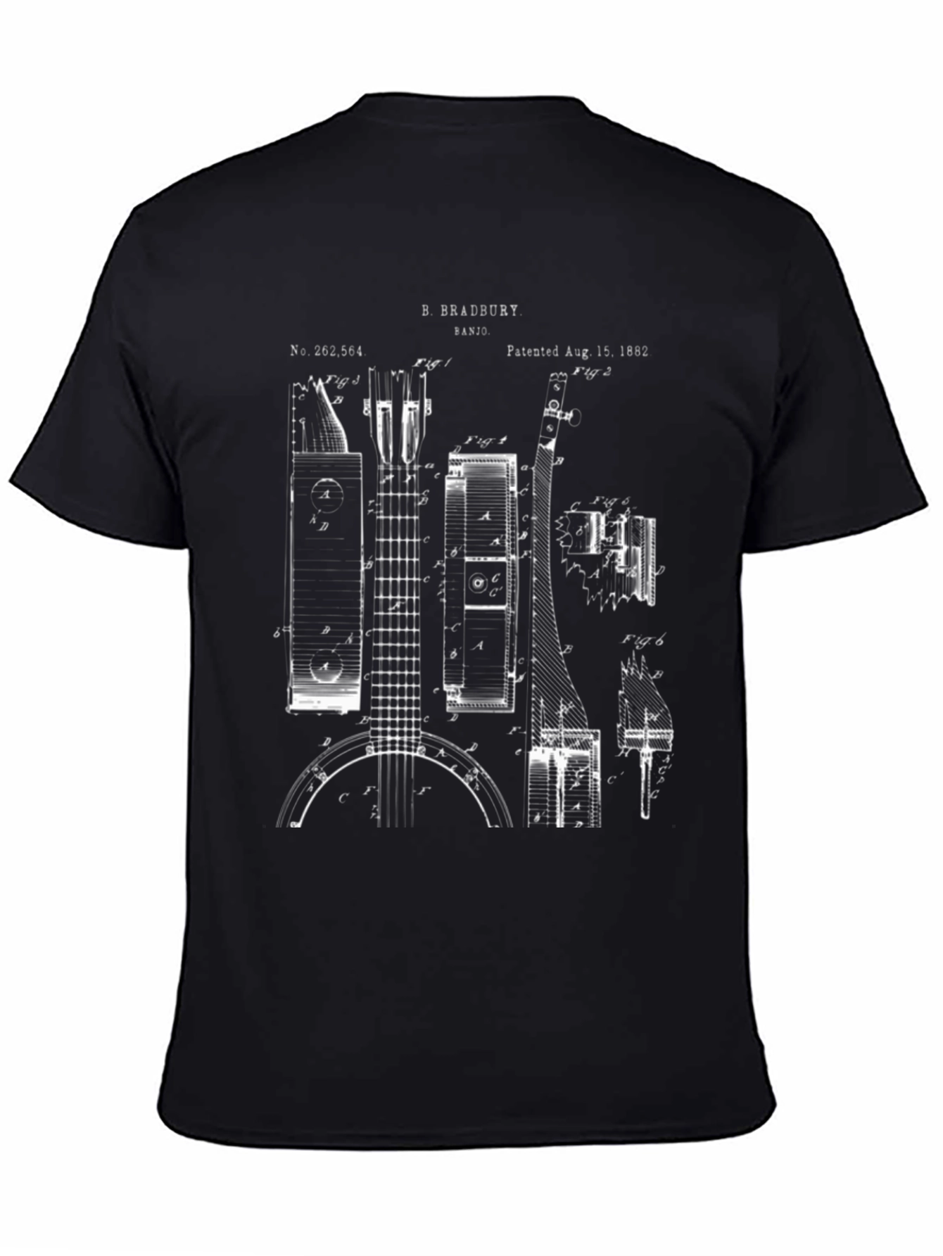 Banjo Blueprint Graphic Tee - Musicians Novelty T-Shirt