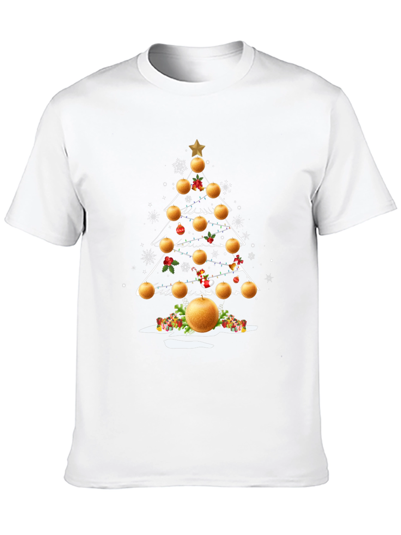 Festive Orange Christmas Tree T-Shirt