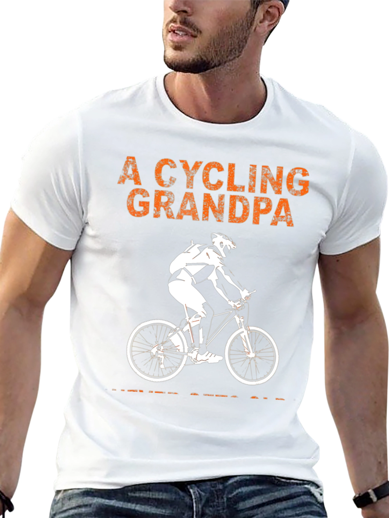 Cycling Grandpa Graphic T-Shirt - Never Gets Old Ride!