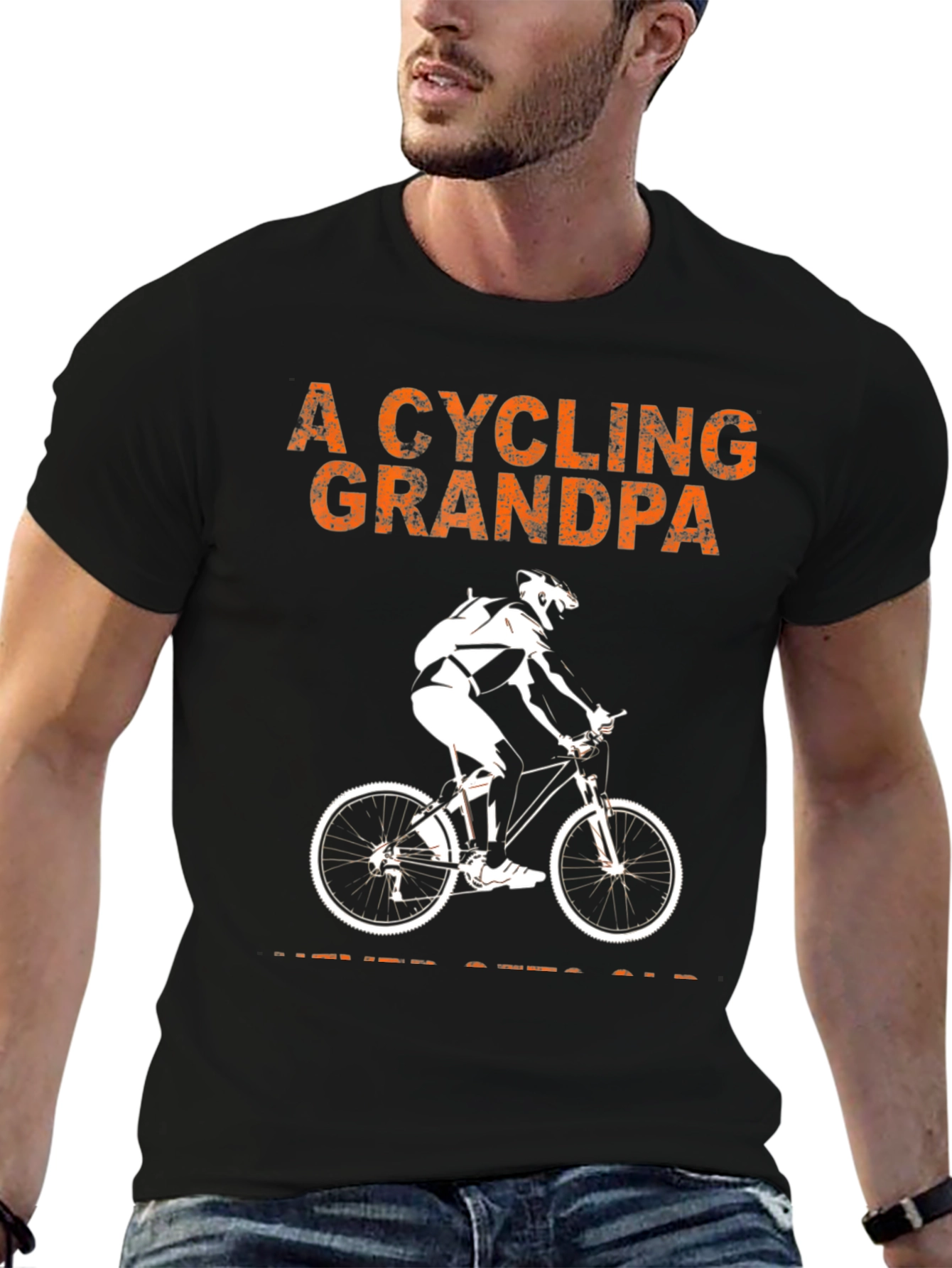 Cycling Grandpa Graphic T-Shirt - Never Gets Old Ride!
