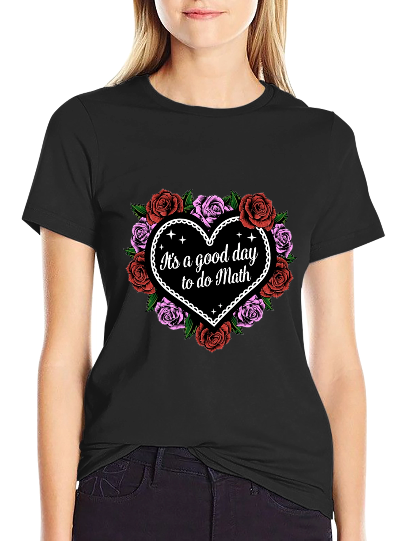 Good Day to Do Math Floral Heart T-Shirt