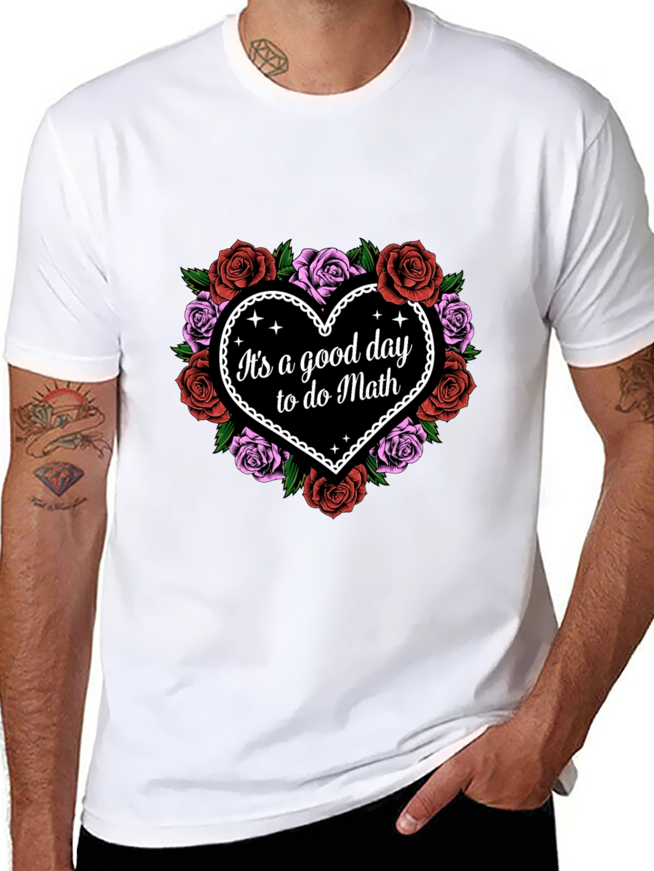 Good Day to Do Math Floral Heart T-Shirt