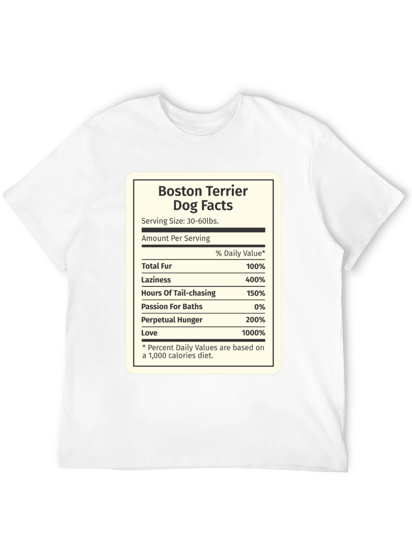 Boston Terrier Dog Facts Funny Novelty T-Shirt