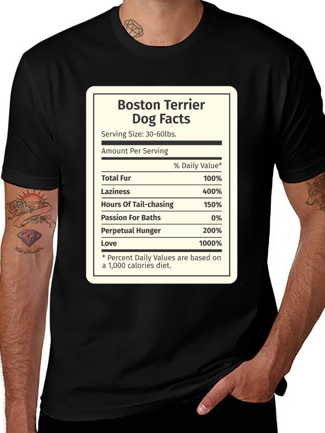Boston Terrier Dog Facts Funny Novelty T-Shirt