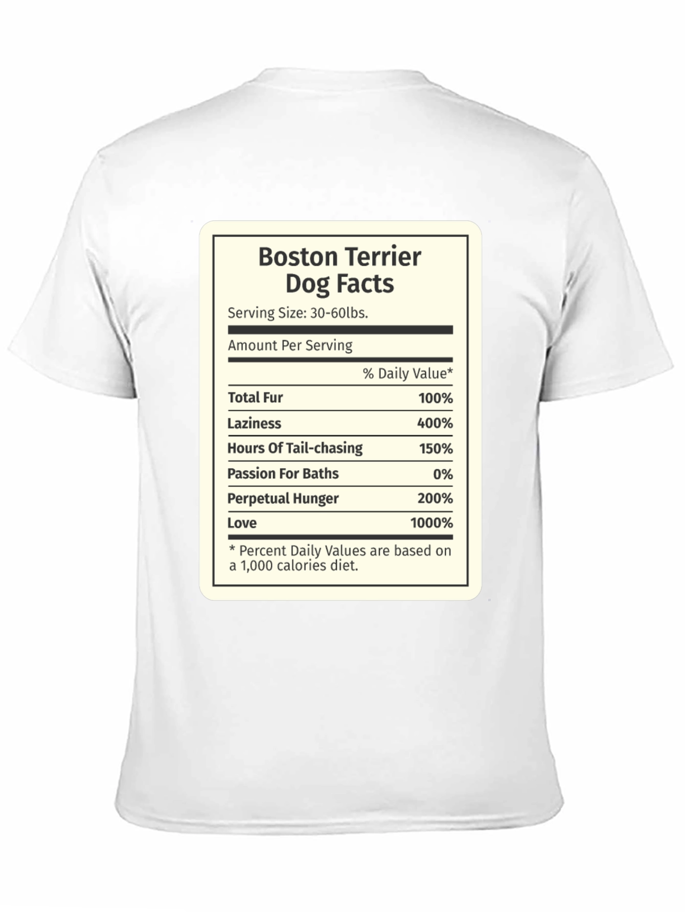 Boston Terrier Dog Facts Funny Novelty T-Shirt
