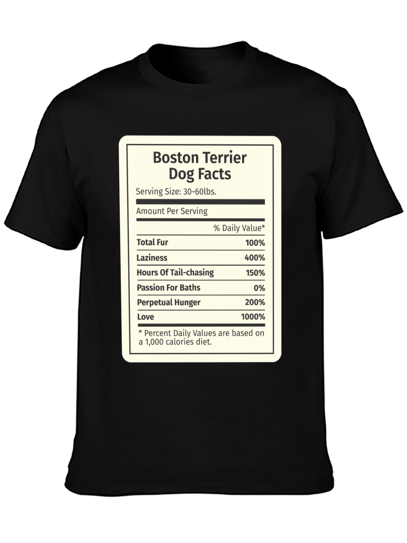 Boston Terrier Dog Facts Funny Novelty T-Shirt