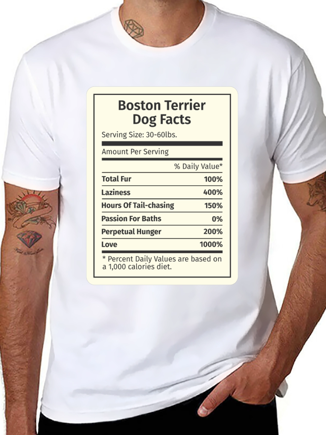 Boston Terrier Dog Facts Funny Novelty T-Shirt