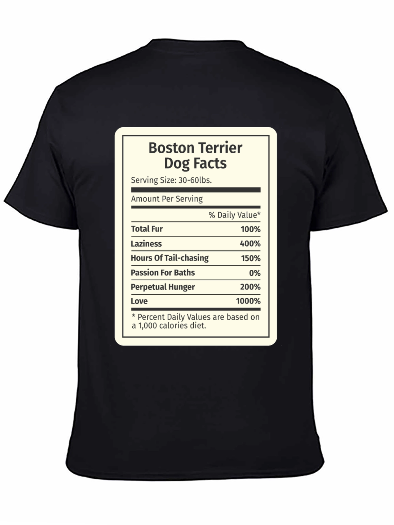 Boston Terrier Dog Facts Funny Novelty T-Shirt