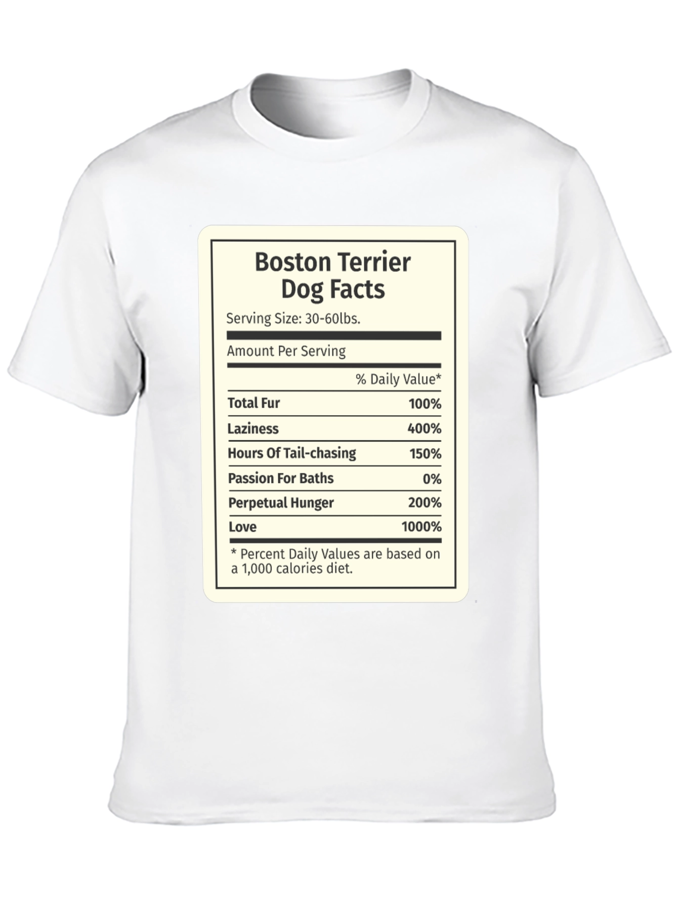 Boston Terrier Dog Facts Funny Novelty T-Shirt