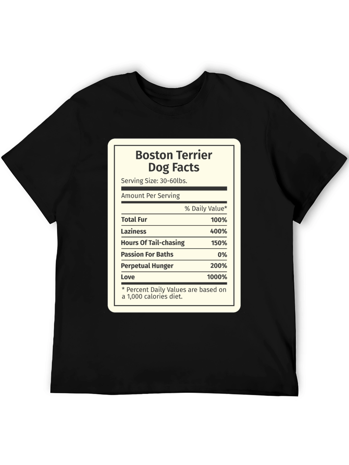 Boston Terrier Dog Facts Funny Novelty T-Shirt
