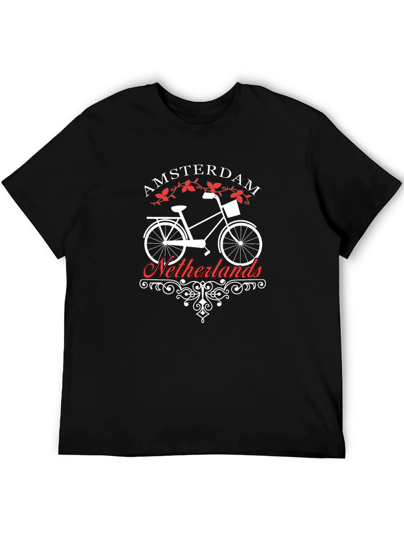 Amsterdam Netherlands Bike Graphic T-Shirt - Classic Black