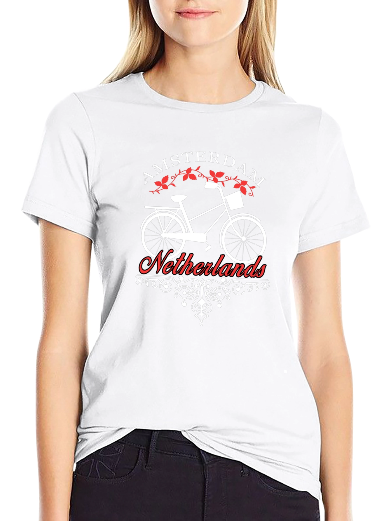 Amsterdam Netherlands Bike Graphic T-Shirt - Classic Black