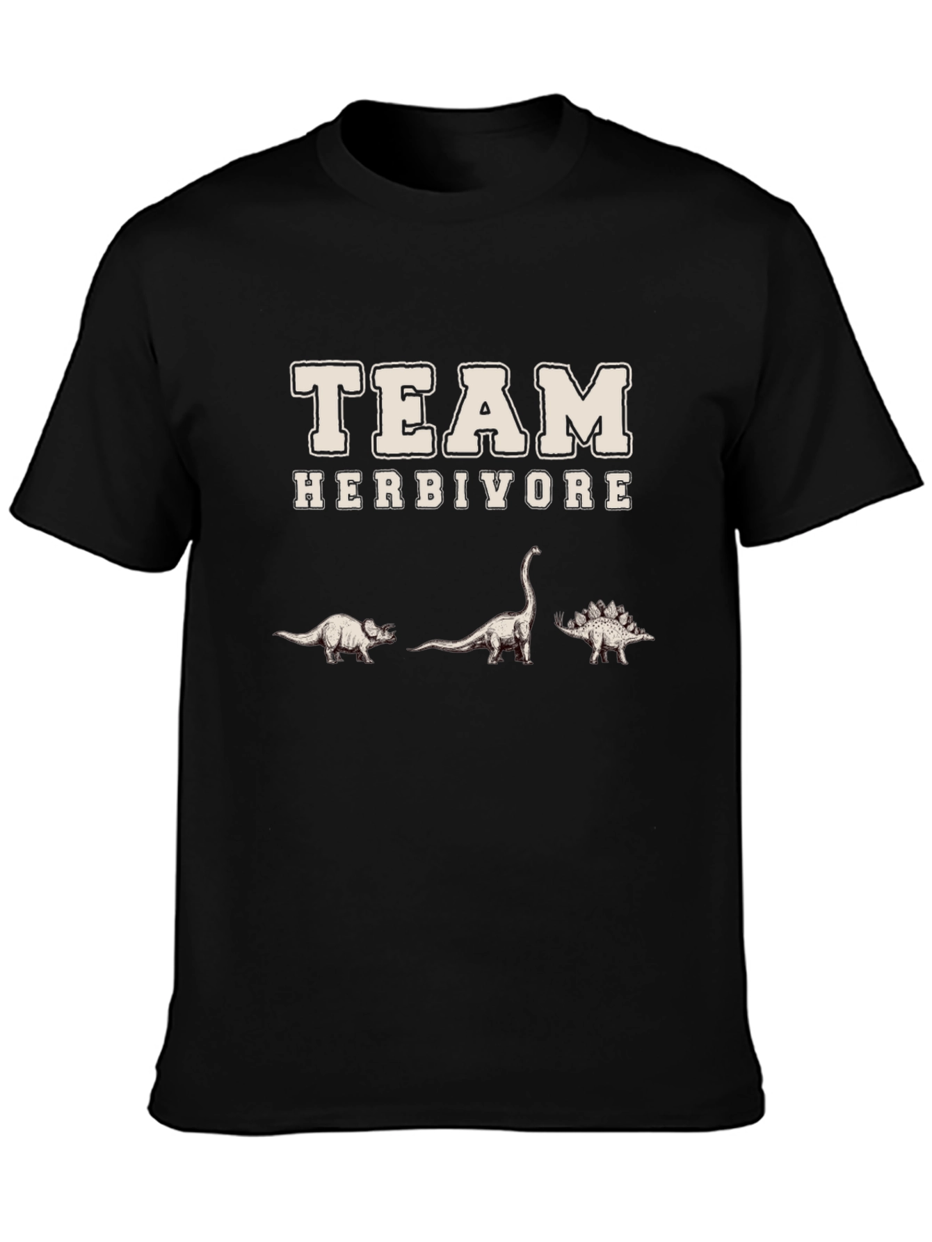 Team Herbivore Dinosaur Graphic Black T-Shirt