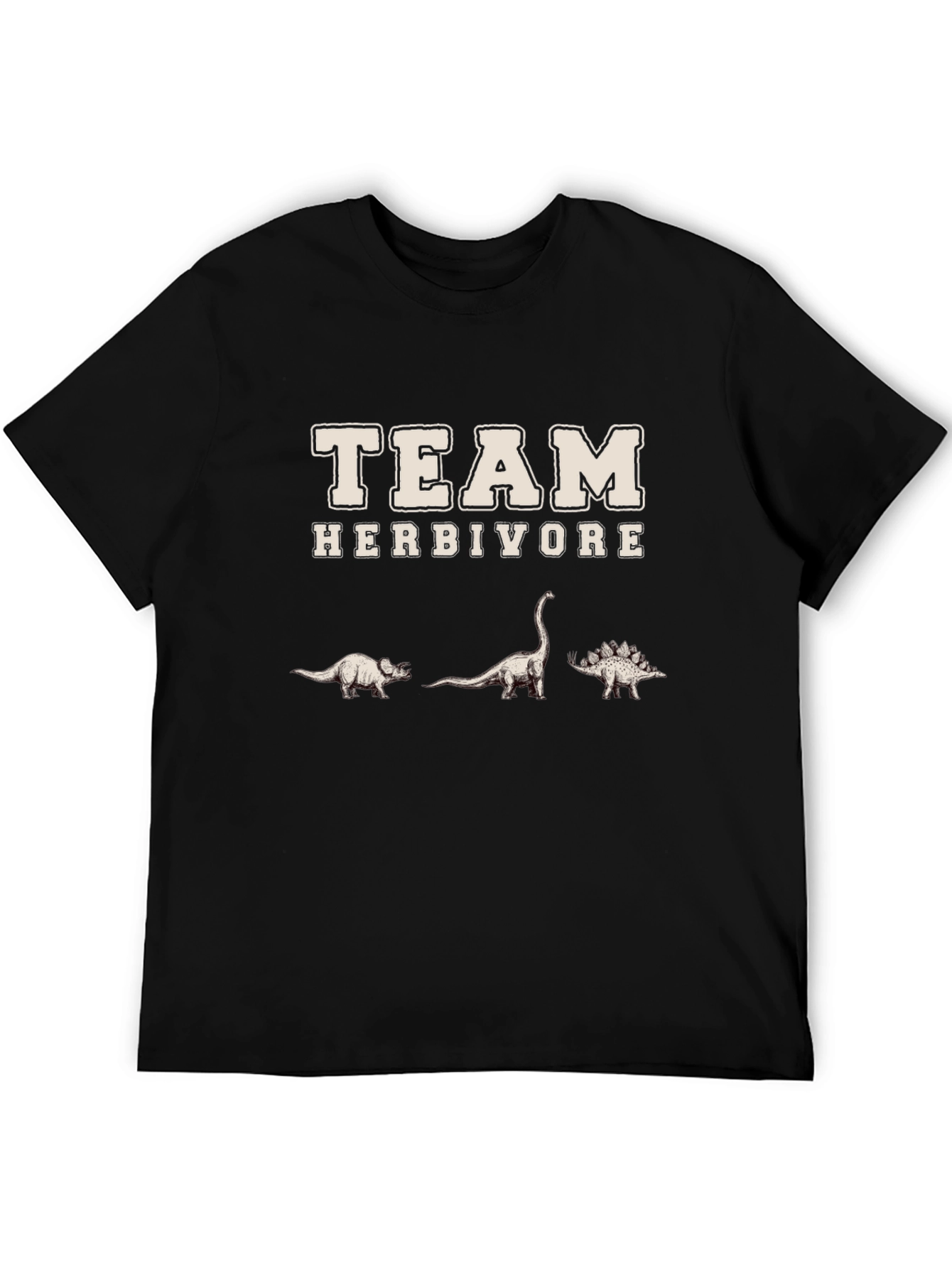 Team Herbivore Dinosaur Graphic Black T-Shirt