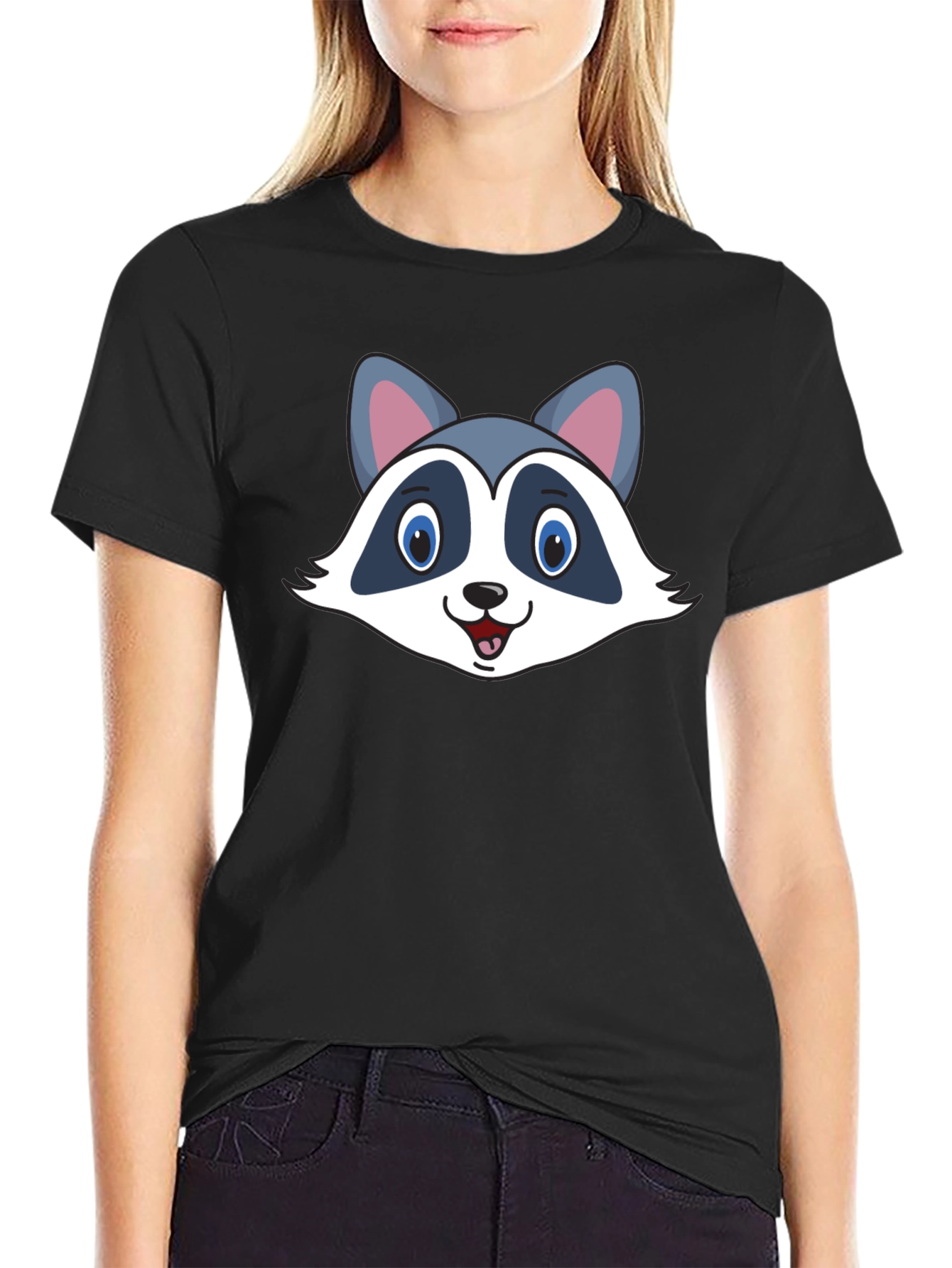 Raccoon Graphic T-Shirt - Black Cotton Tee