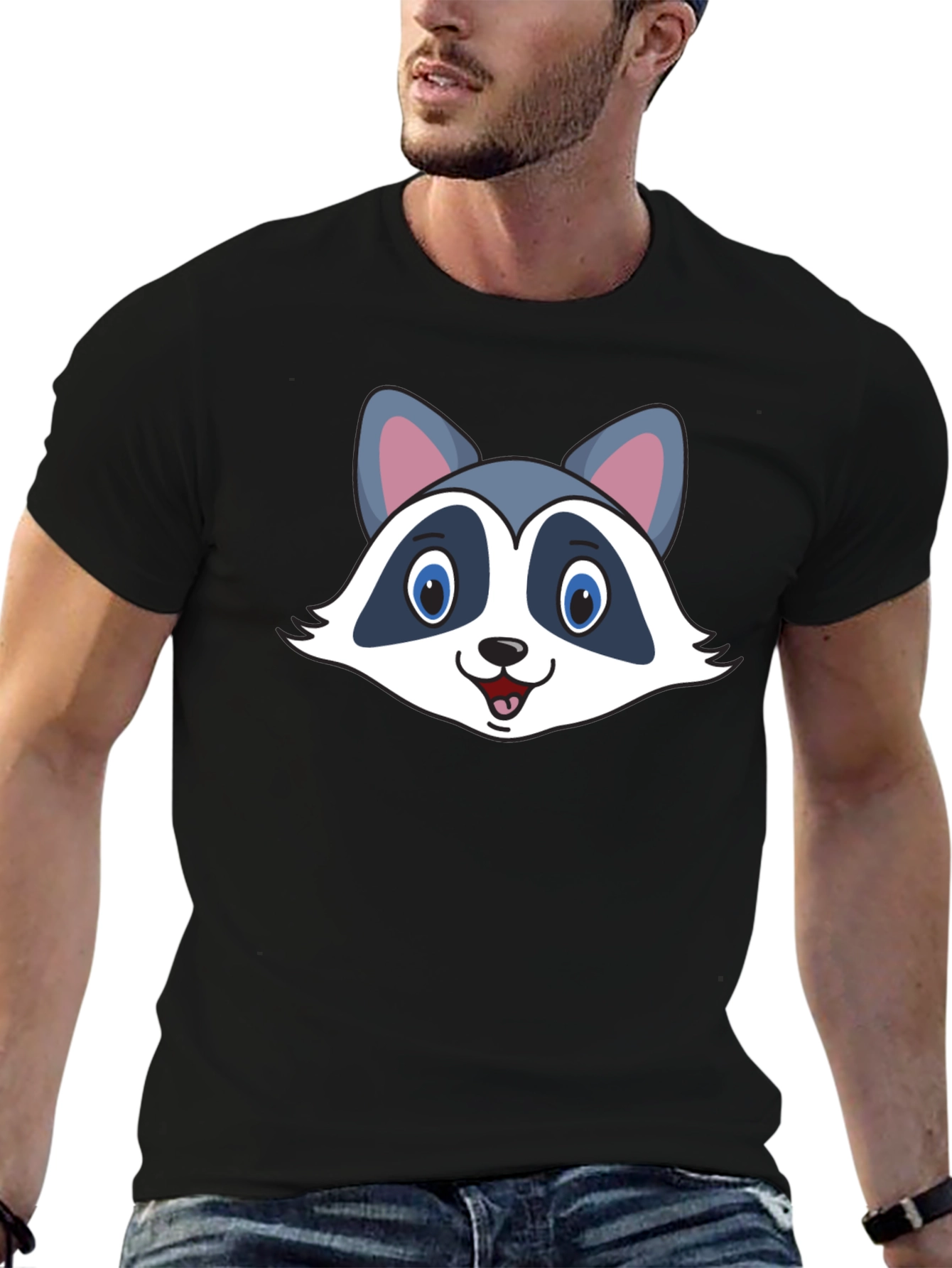 Raccoon Graphic T-Shirt - Black Cotton Tee