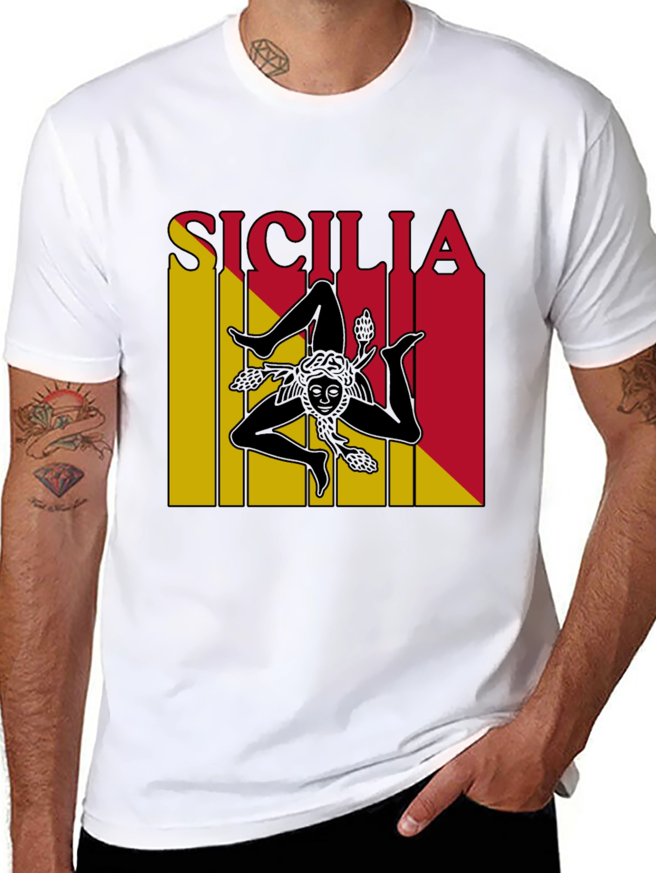 Sicilia Trinacria T-Shirt - Black