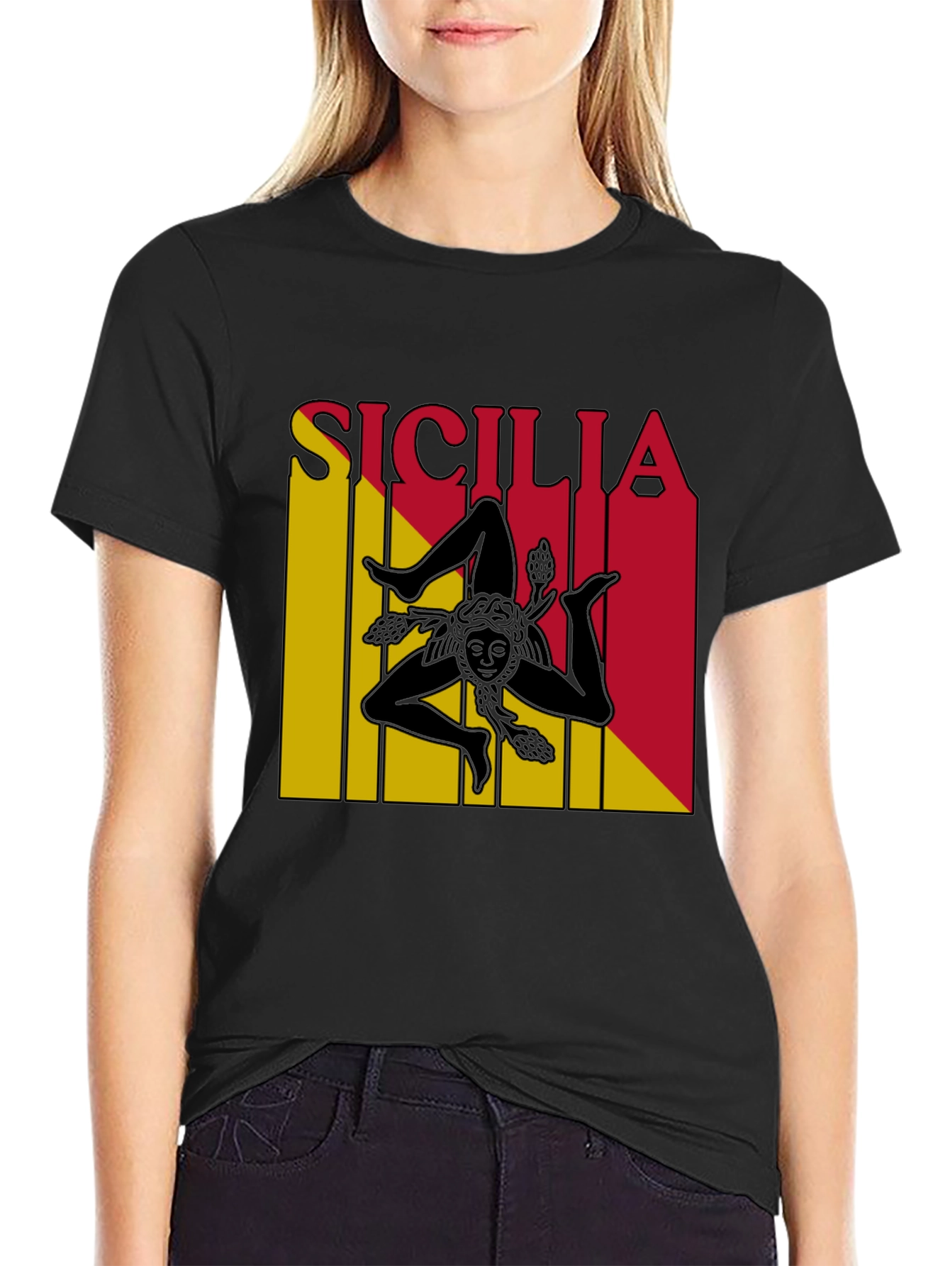 Sicilia Trinacria T-Shirt - Black