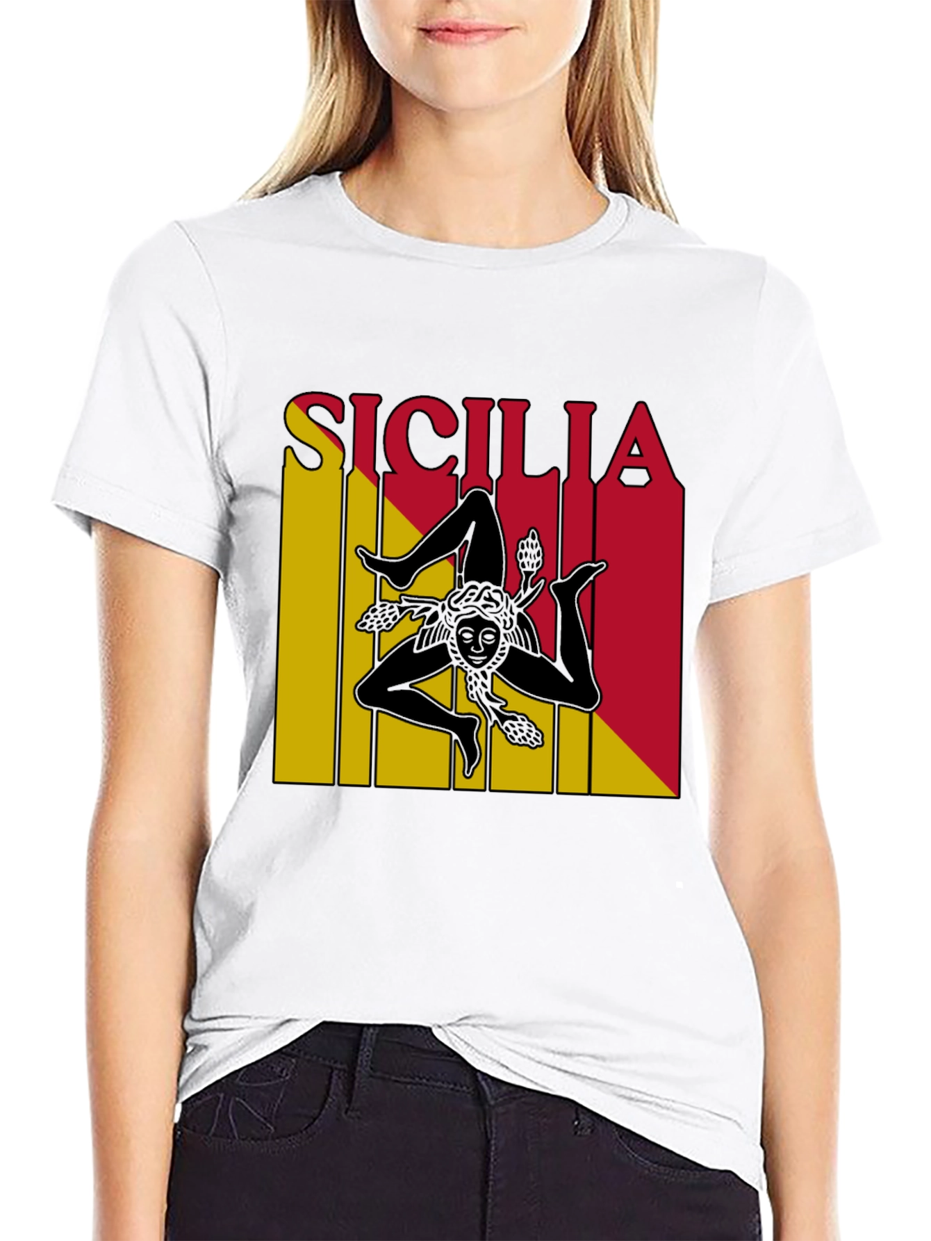 Sicilia Trinacria T-Shirt - Black