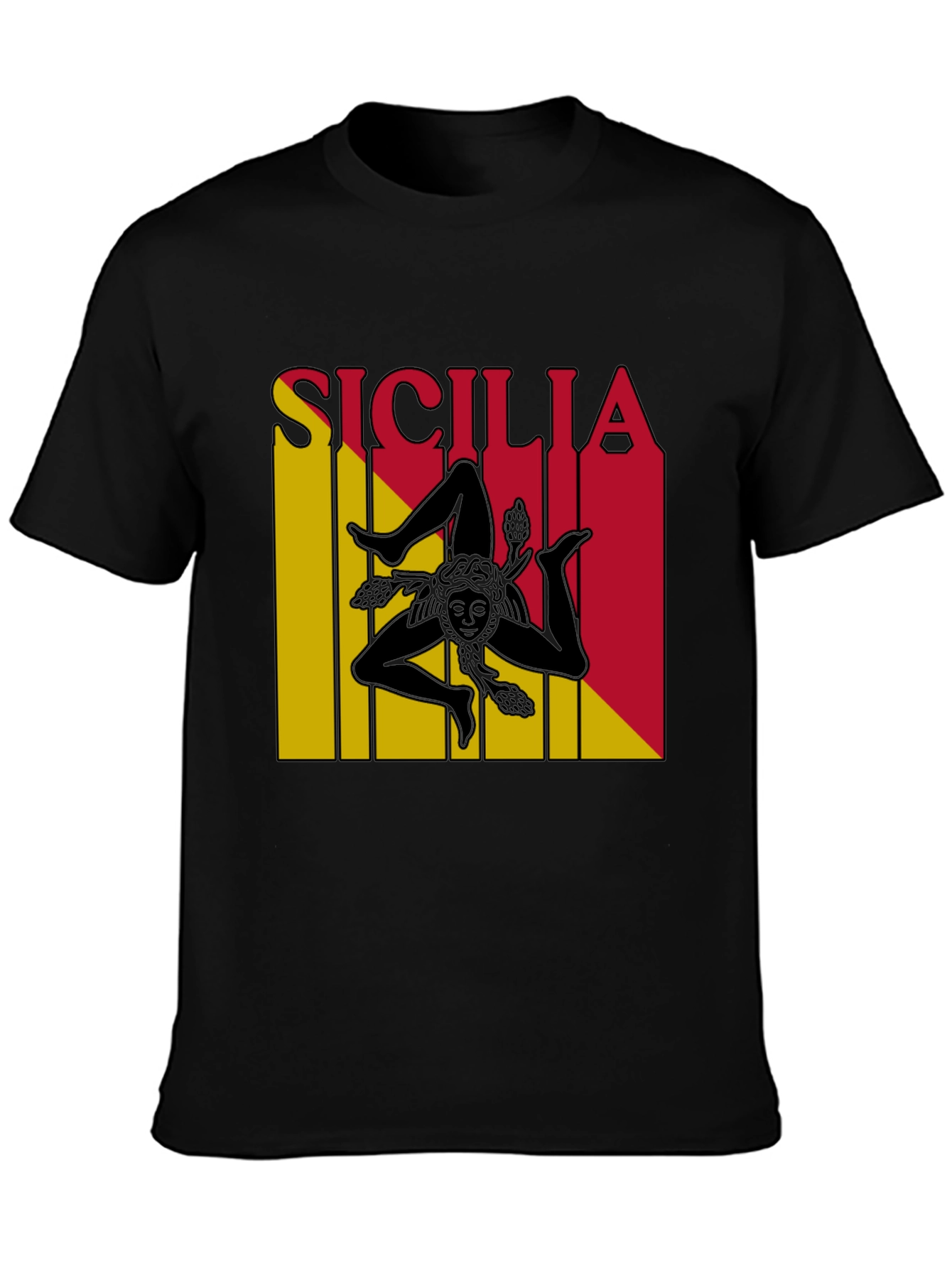 Sicilia Trinacria T-Shirt - Black