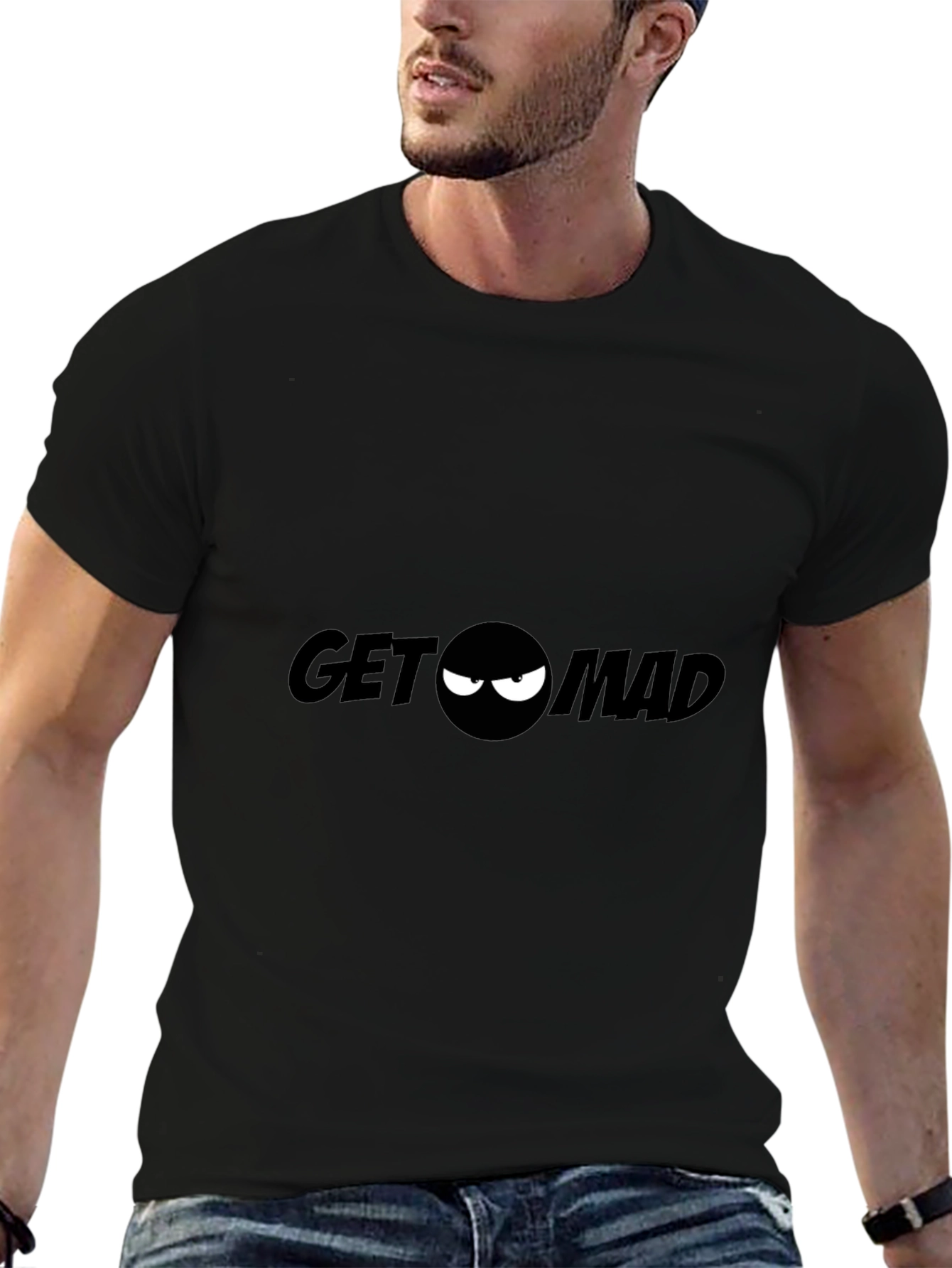 Get Mad Graphic Tee - Black Crew Neck T-Shirt