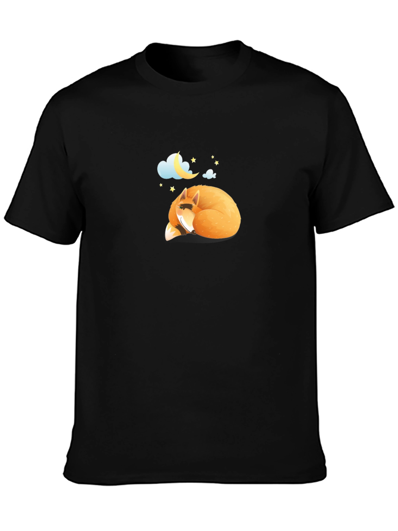 Sleeping Fox Graphic Black T-Shirt
