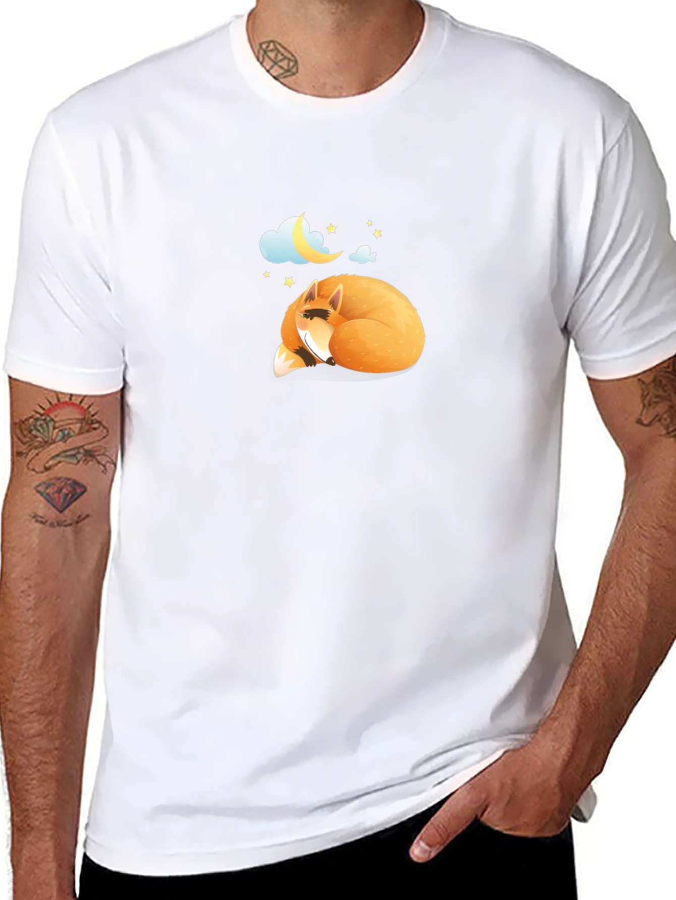 Sleeping Fox Graphic Black T-Shirt