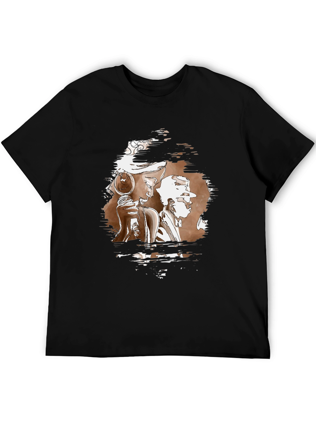 Abstract Graphic Print Black Crew Neck T-Shirt