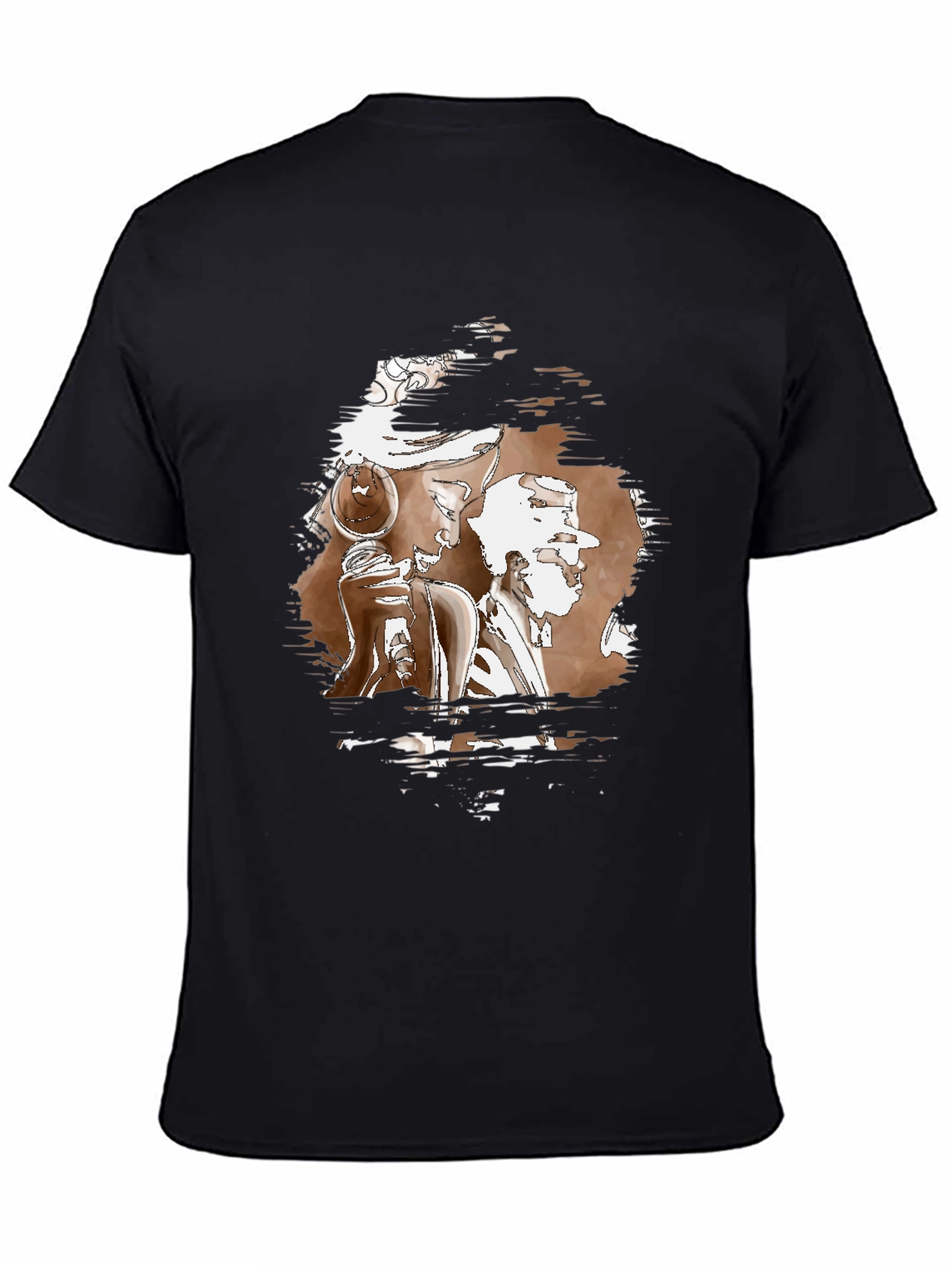 Abstract Graphic Print Black Crew Neck T-Shirt