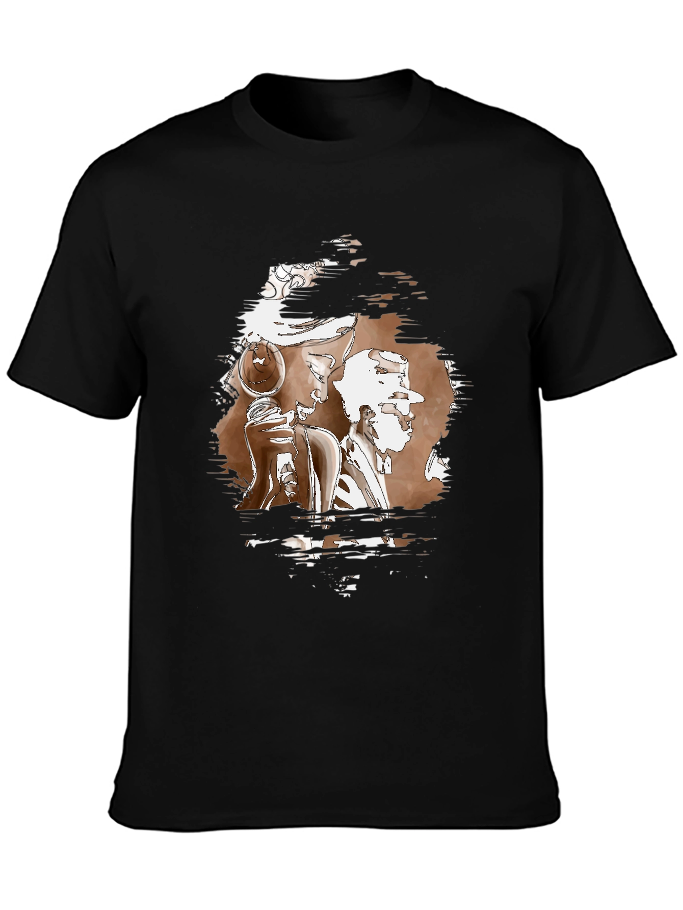 Abstract Graphic Print Black Crew Neck T-Shirt